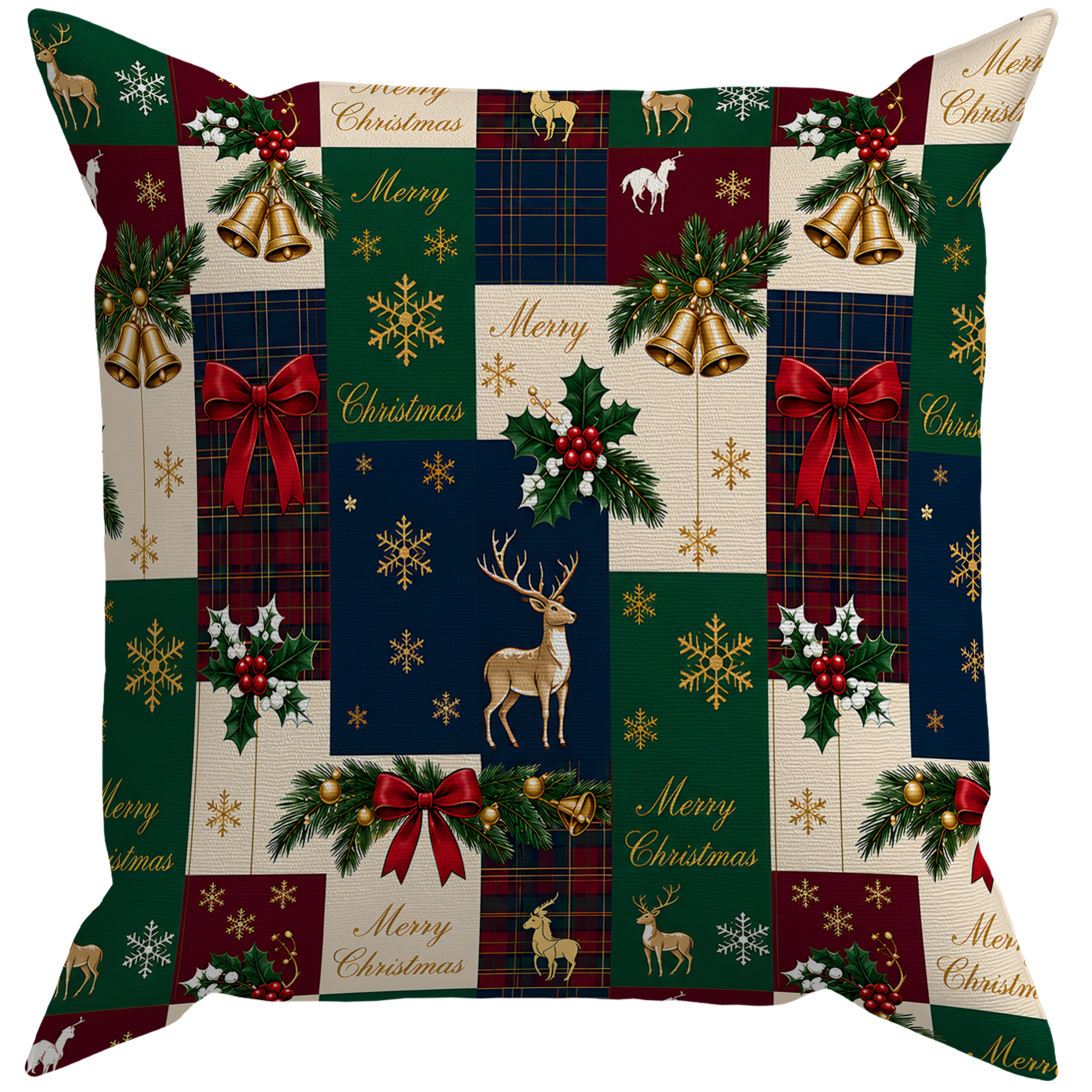 Evdek Christmas Çift Tarafı Baskılı Kırlent Kılıfı 6ECHD15 - 7065523