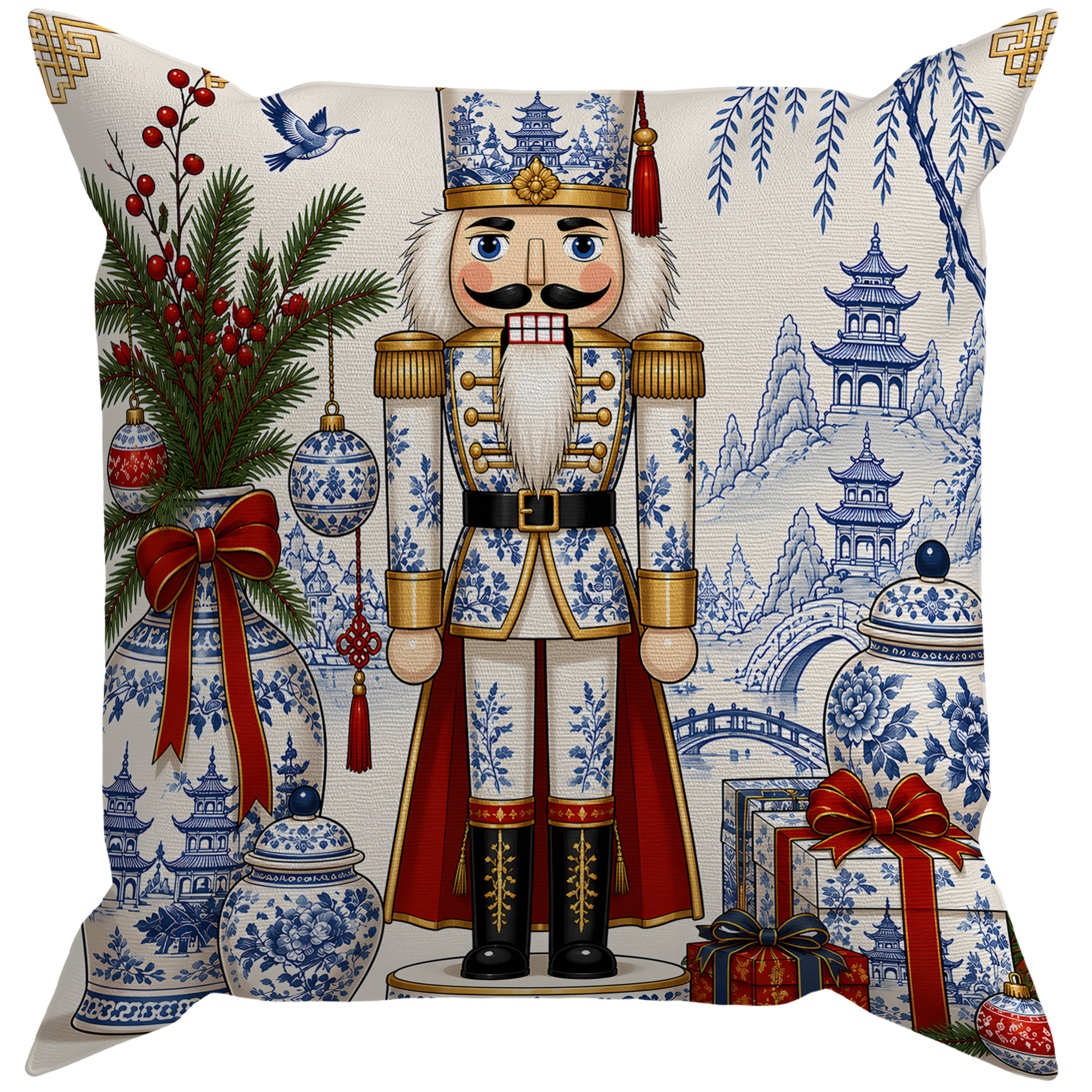 Evdek Christmas Çift Tarafı Baskılı Kırlent Kılıfı 6ECHD17 - 7065547