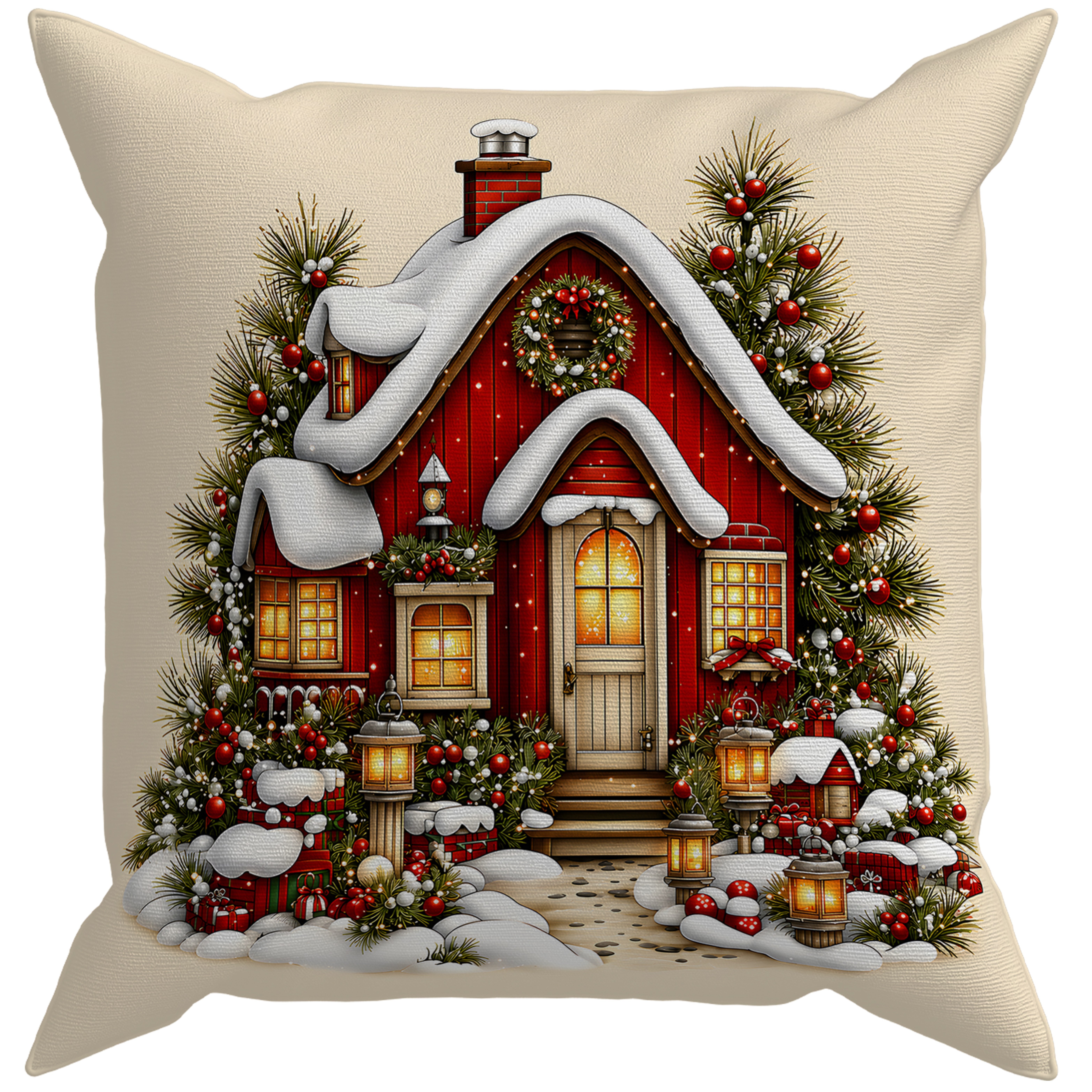 Evdek Christmas Çift Tarafı Baskılı Kırlent Kılıfı 6ECHD18 - 7065554