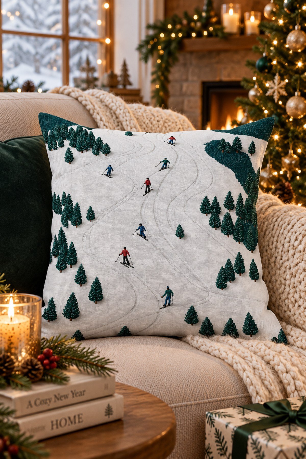 Evdek Christmas Çift Tarafı Baskılı Kırlent Kılıfı 6ECHD1 - 7065387