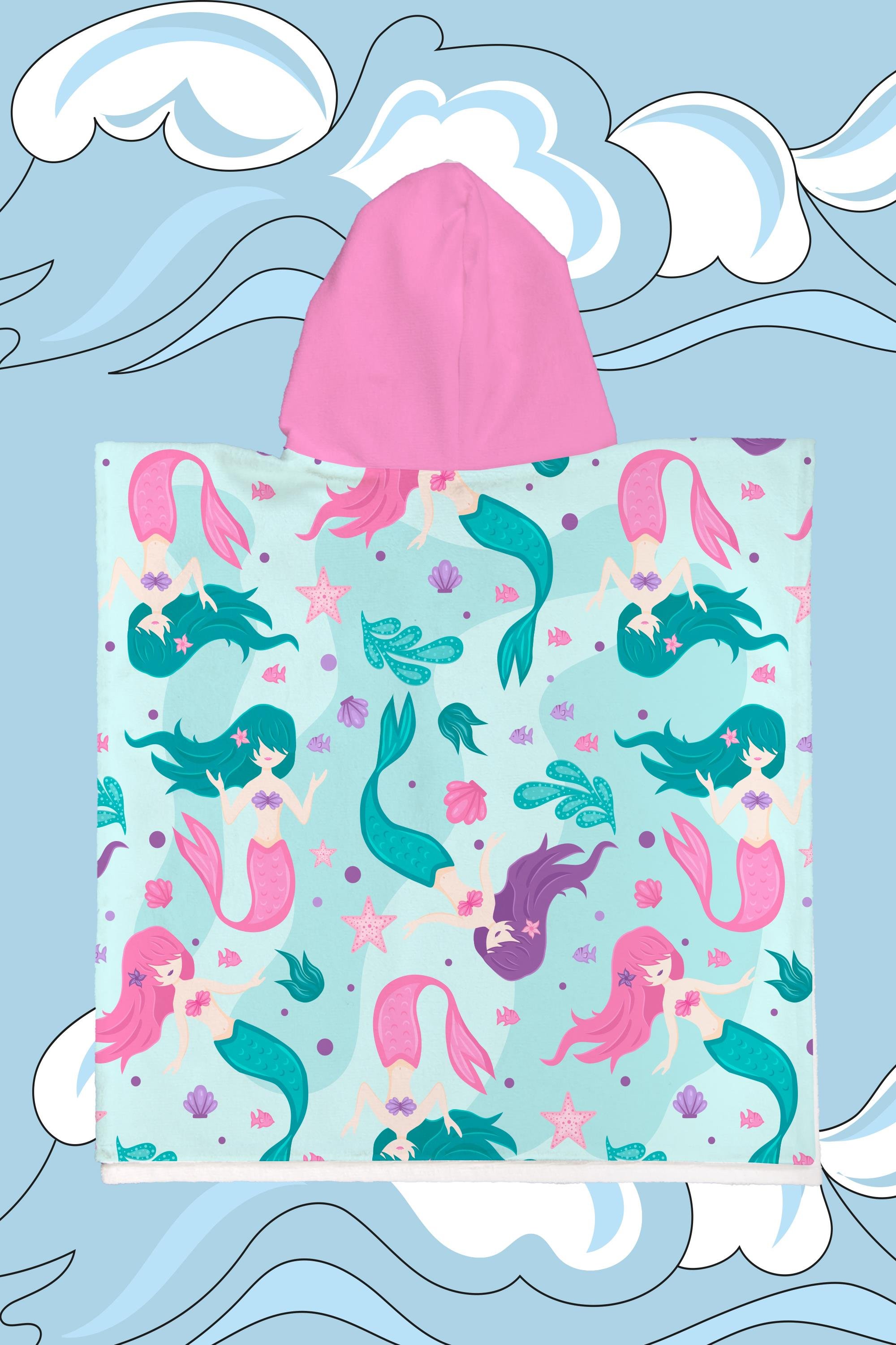 Evdek Coral Princesses Çocuk Panço Plaj Havlusu