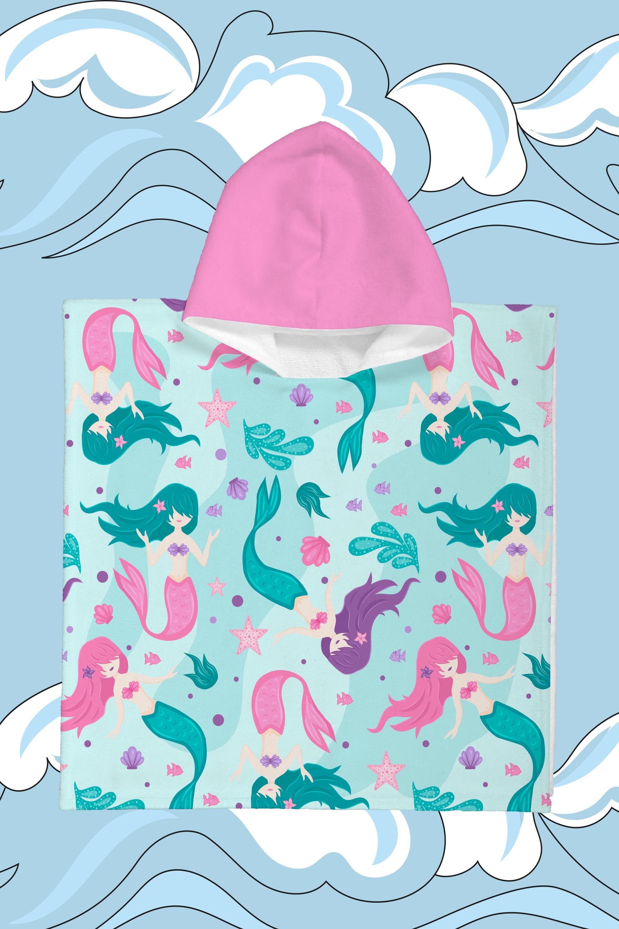 Evdek Coral Princesses Çocuk Panço Plaj Havlusu