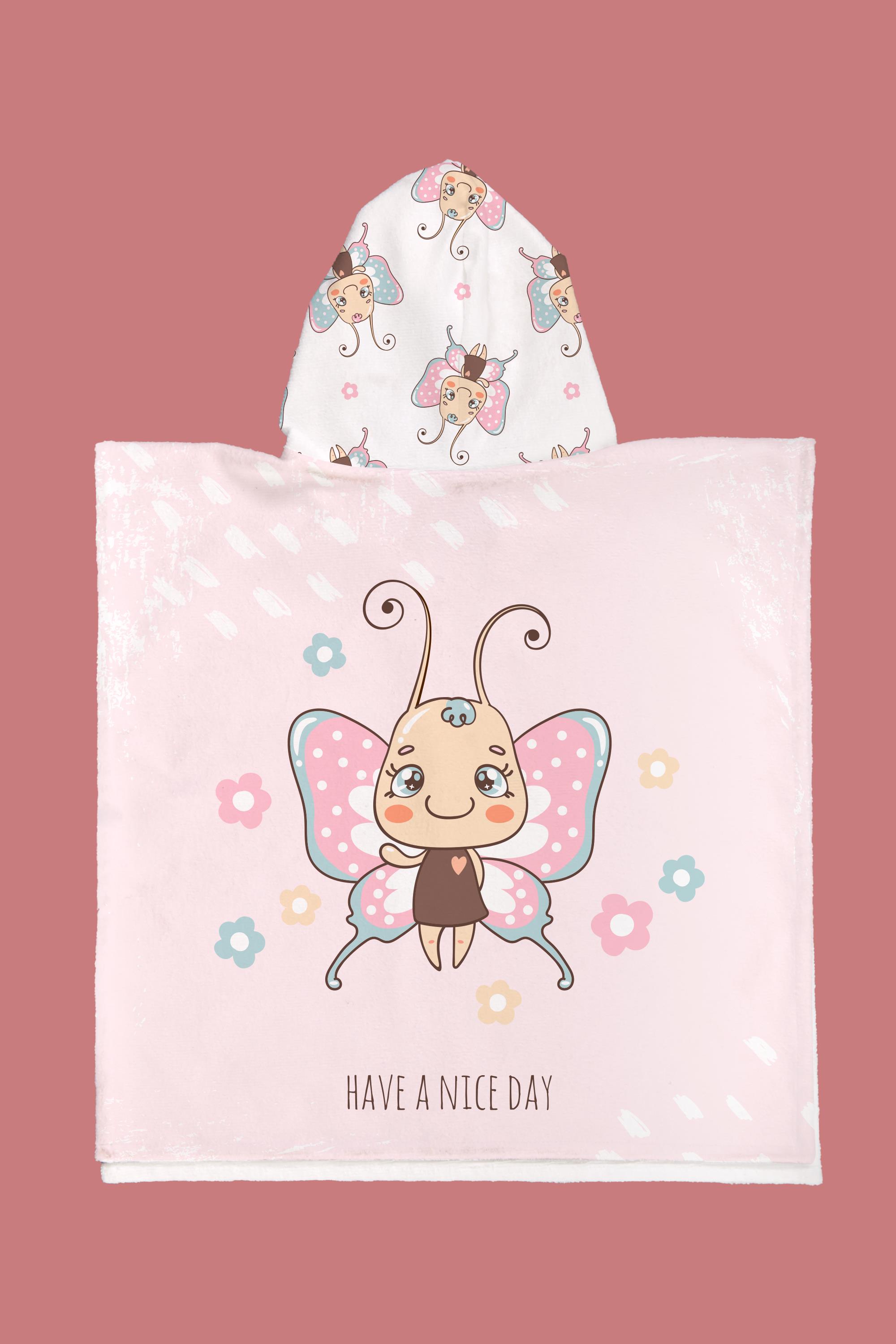 Evdek Flower Fairy Çocuk Panço Plaj Havlusu