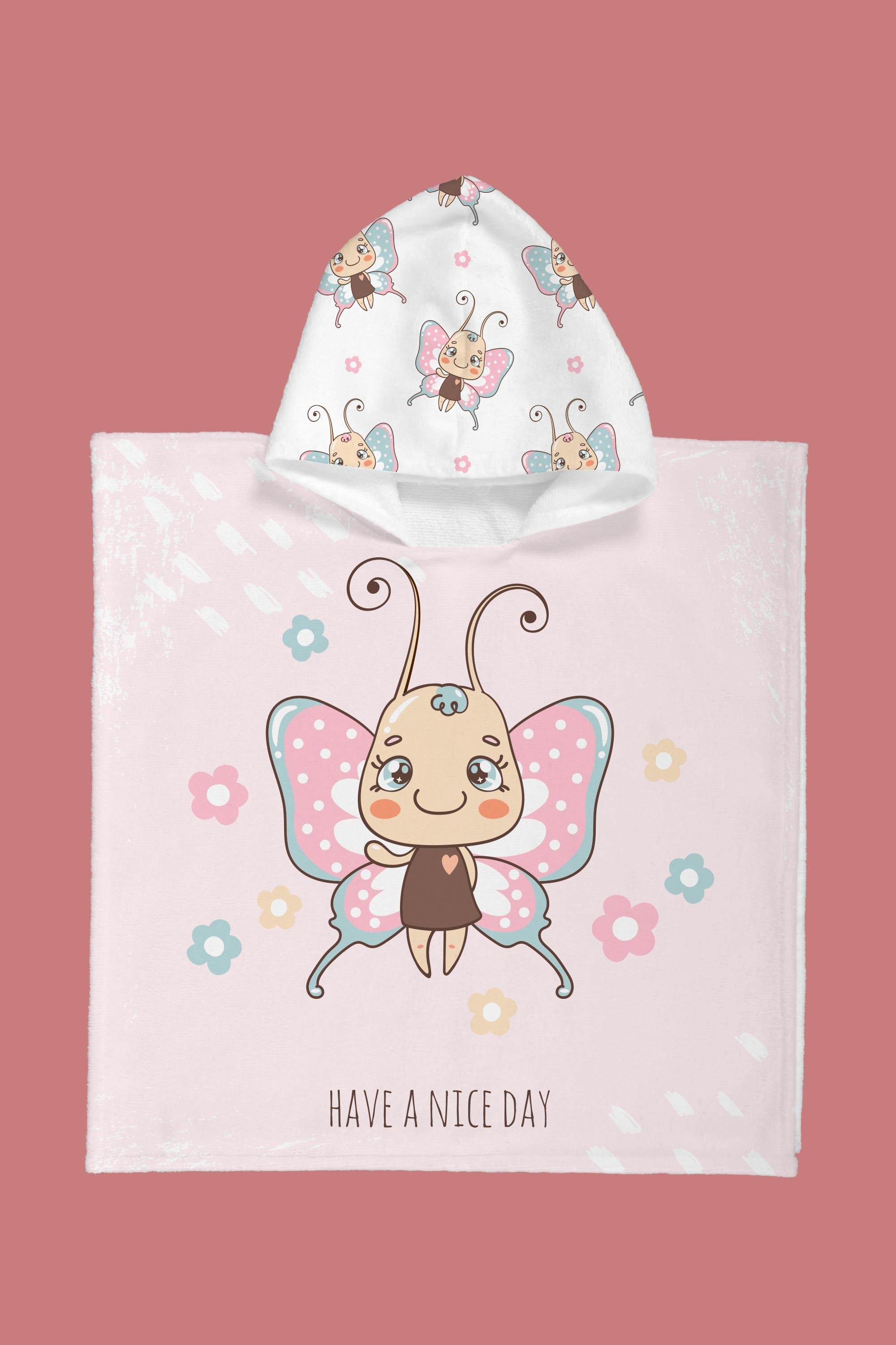 Evdek Flower Fairy Çocuk Panço Plaj Havlusu