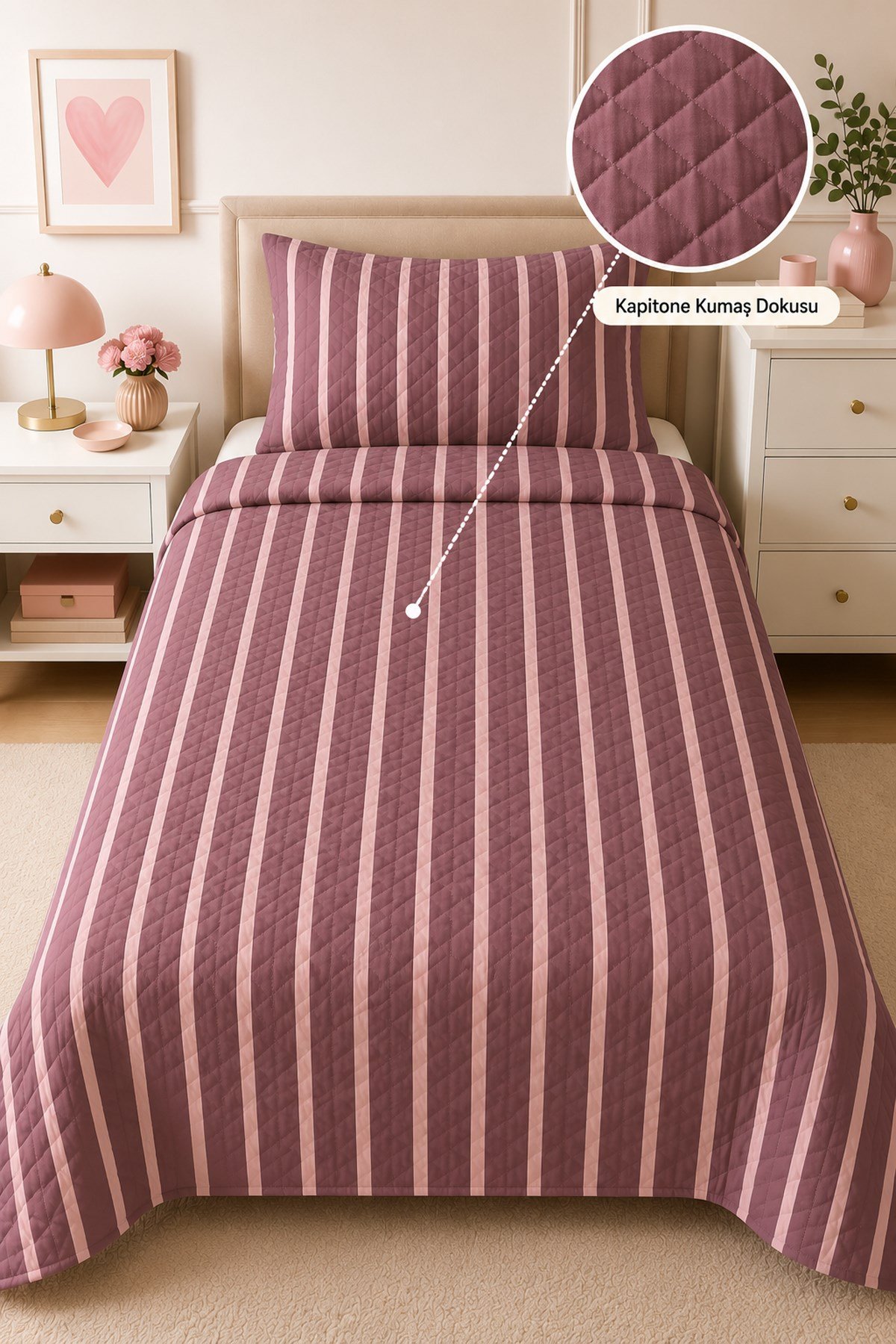 Evdek Genç Odası Tek Kişilik Pike Takımı 160X230 6ETD1 - 7064441