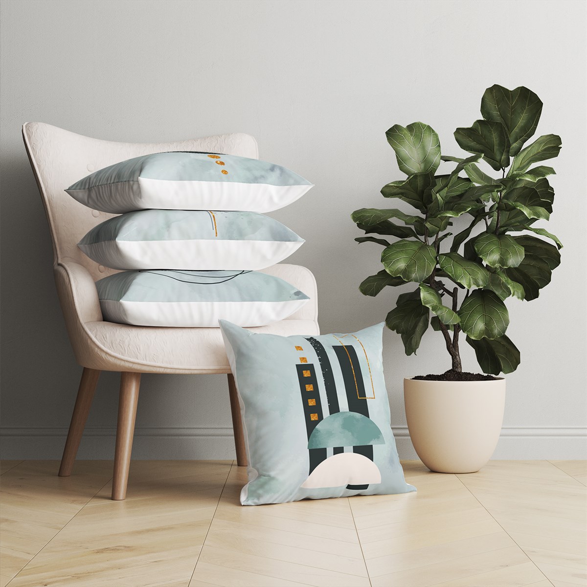 Evdek Geometric 4'lü Kırlent Kılıfı Ds10 45x45 Cm