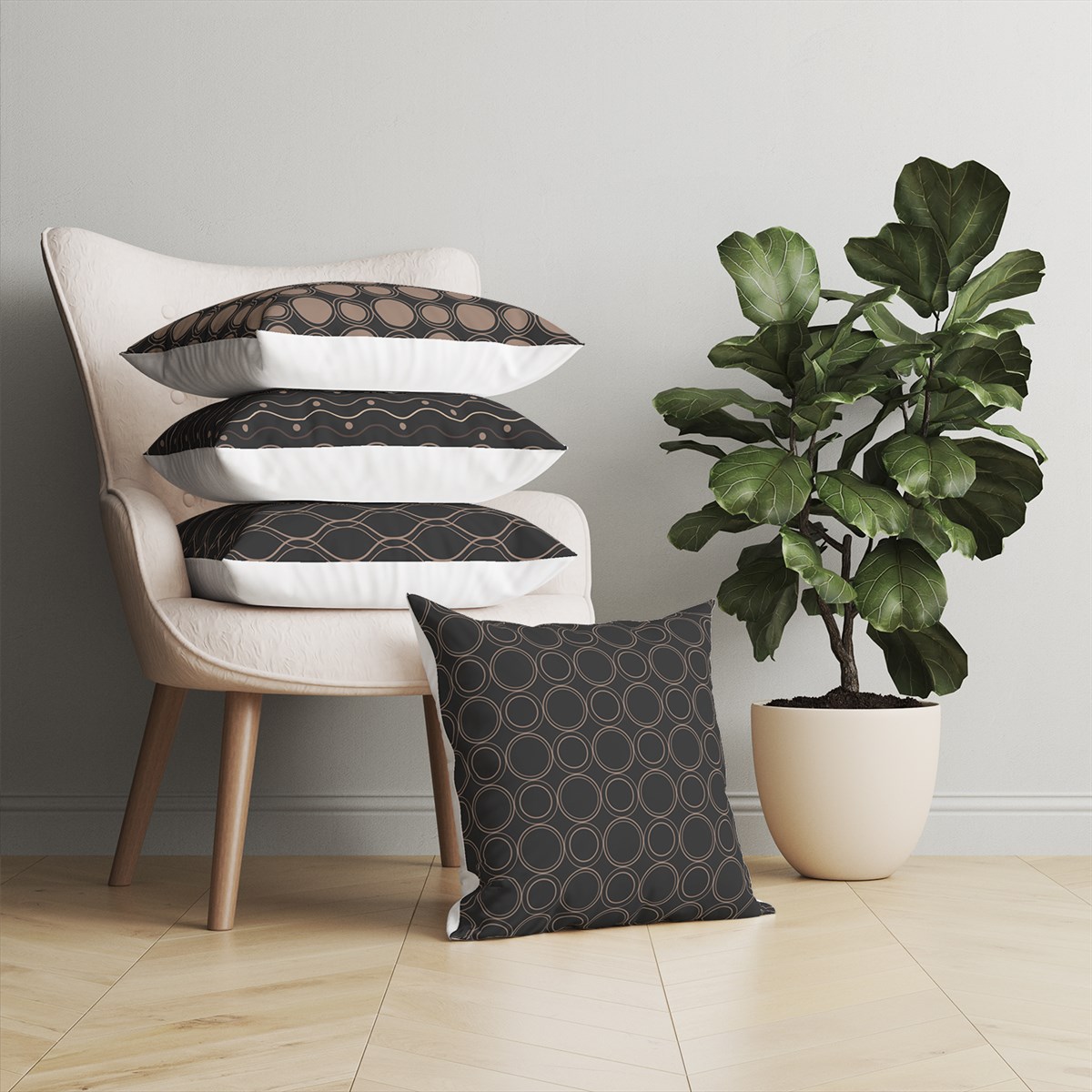 Evdek Geometric 4'lü Kırlent Kılıfı Ds4 45x45 Cm