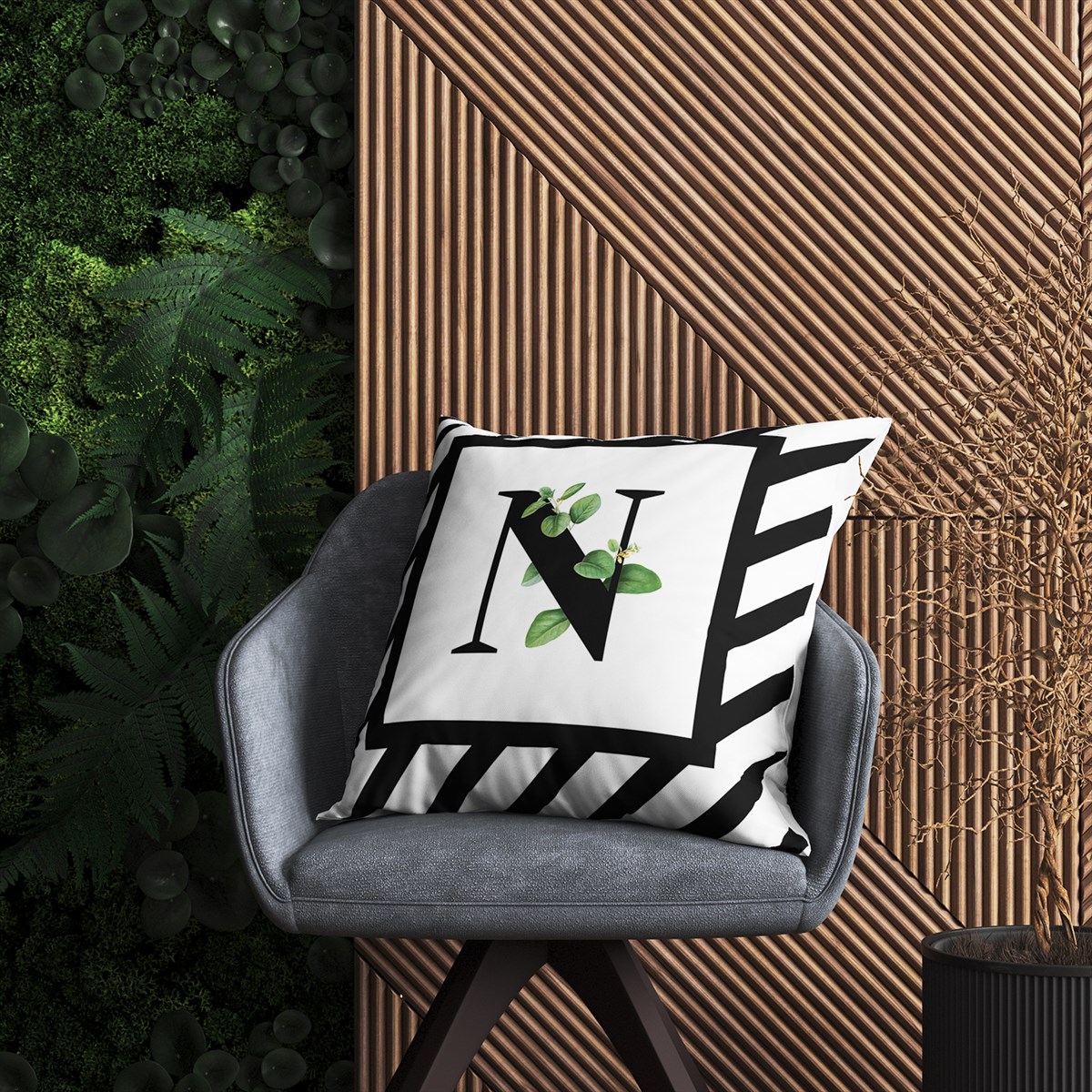 Evdek Harf (N) Kırlent Kılıf 45x45 Cm