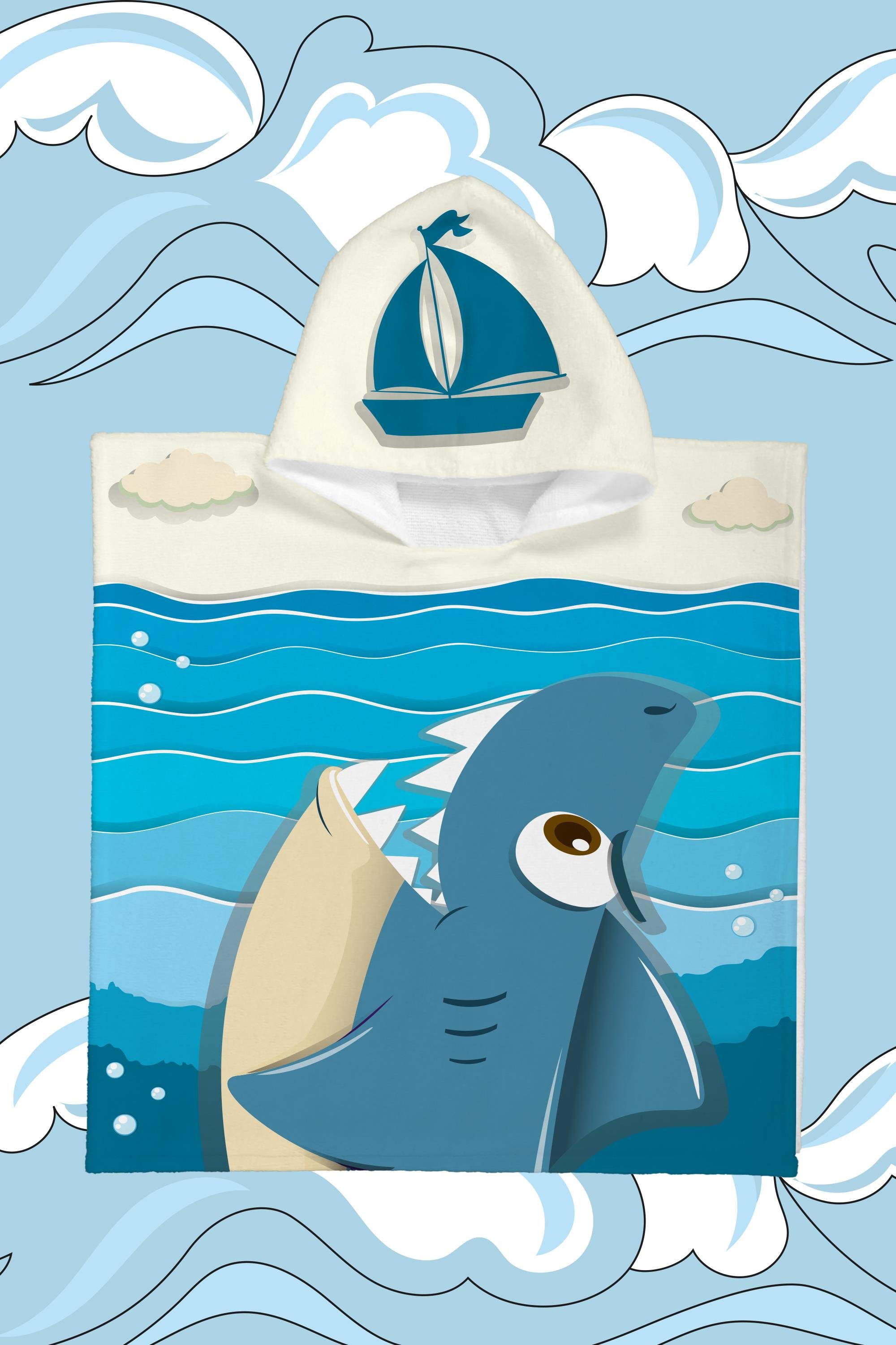 Evdek Little Blue Çocuk Panço Plaj Havlusu