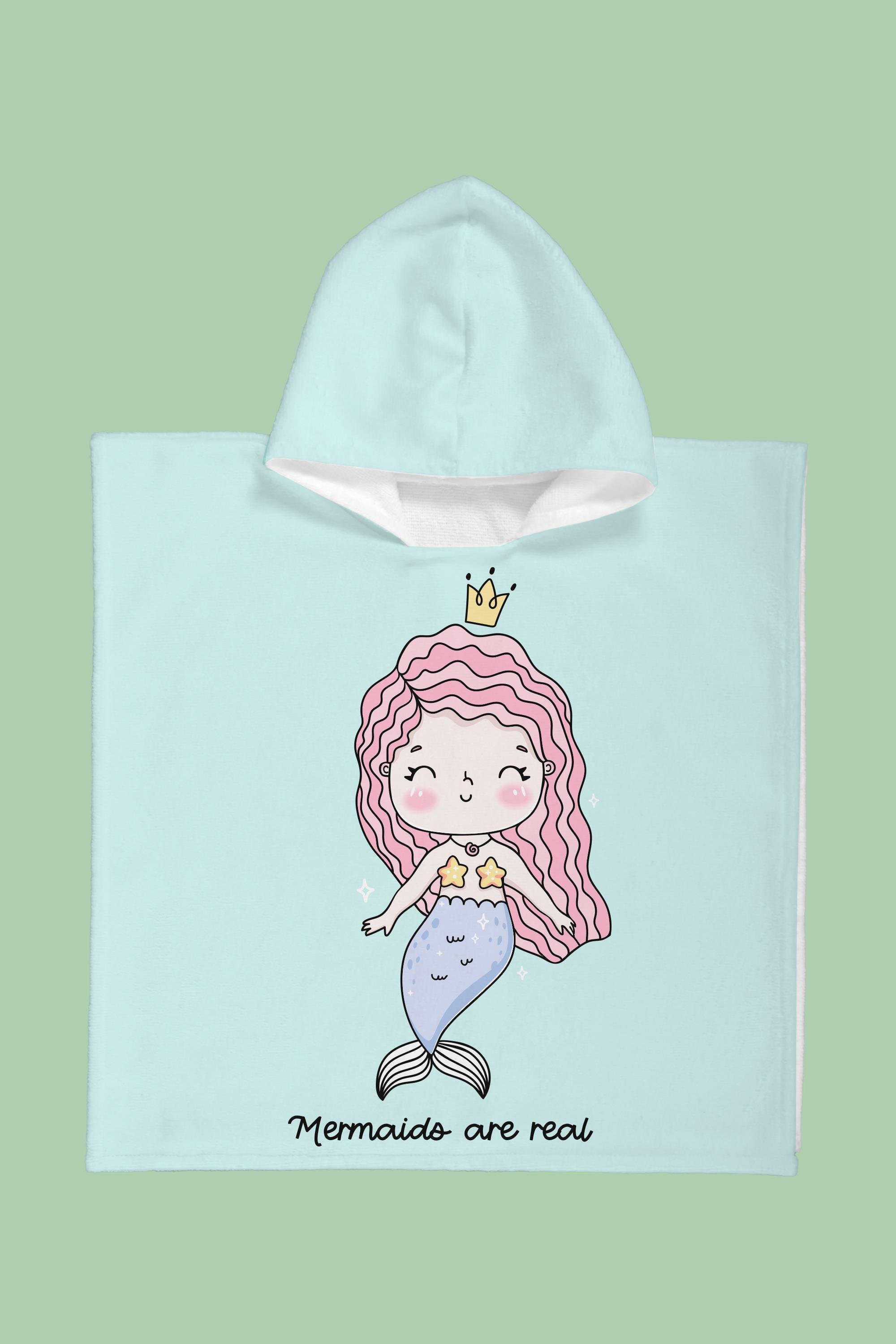 Evdek Mermaid Çocuk Panço Plaj Havlusu