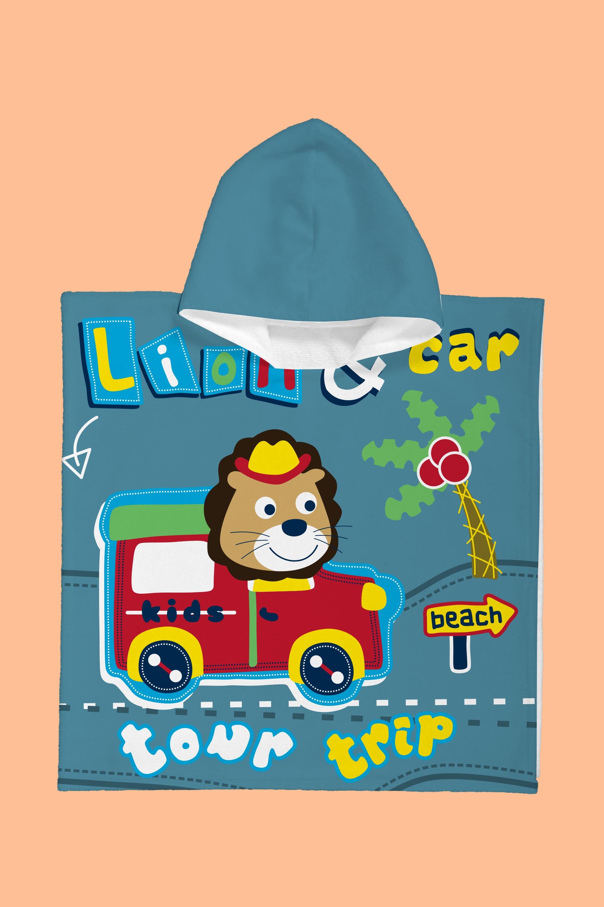 Evdek Nature Lion Çocuk Panço Plaj Havlusu