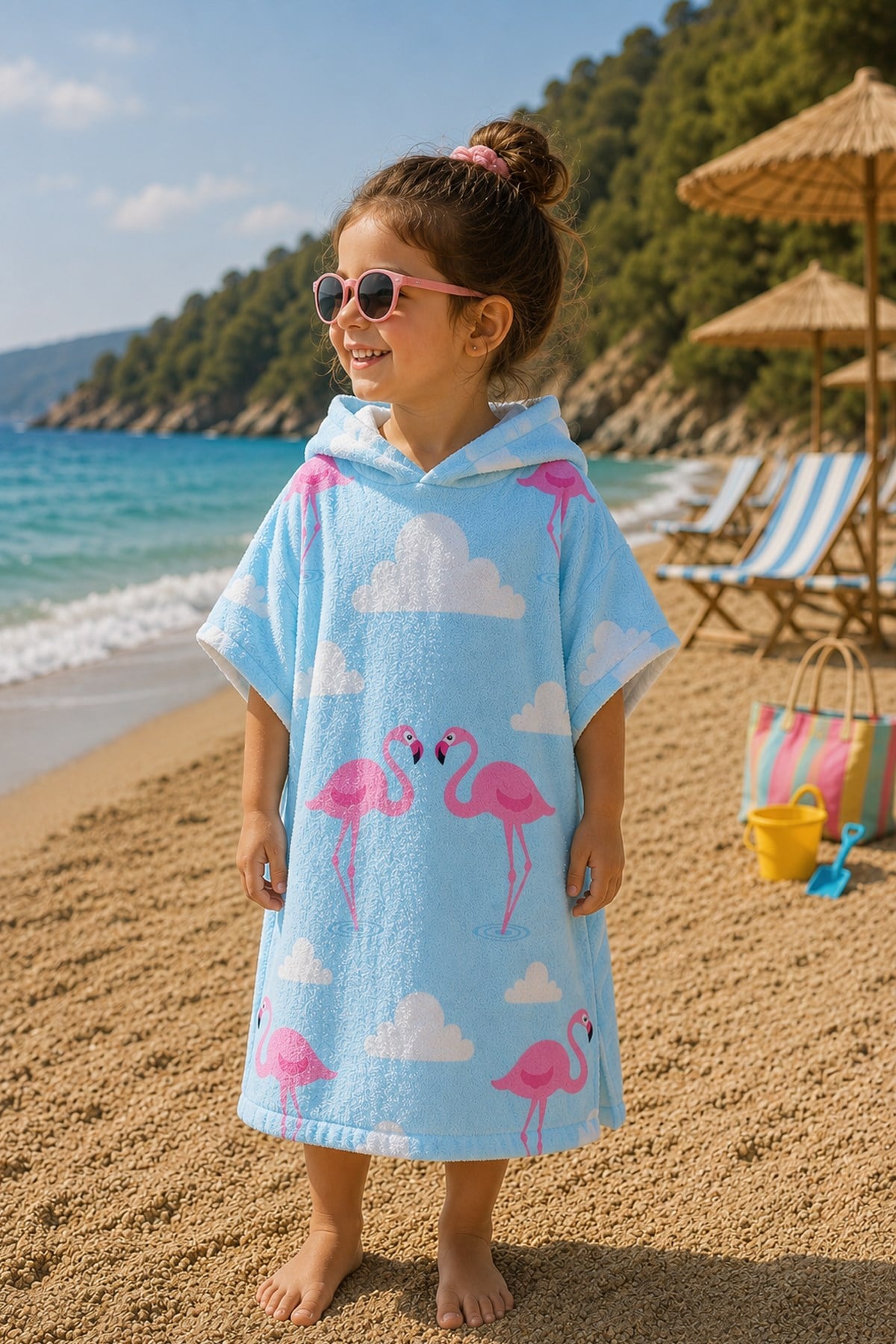 Evdek Pink Wings Çocuk Panço Plaj Havlusu - 7056569