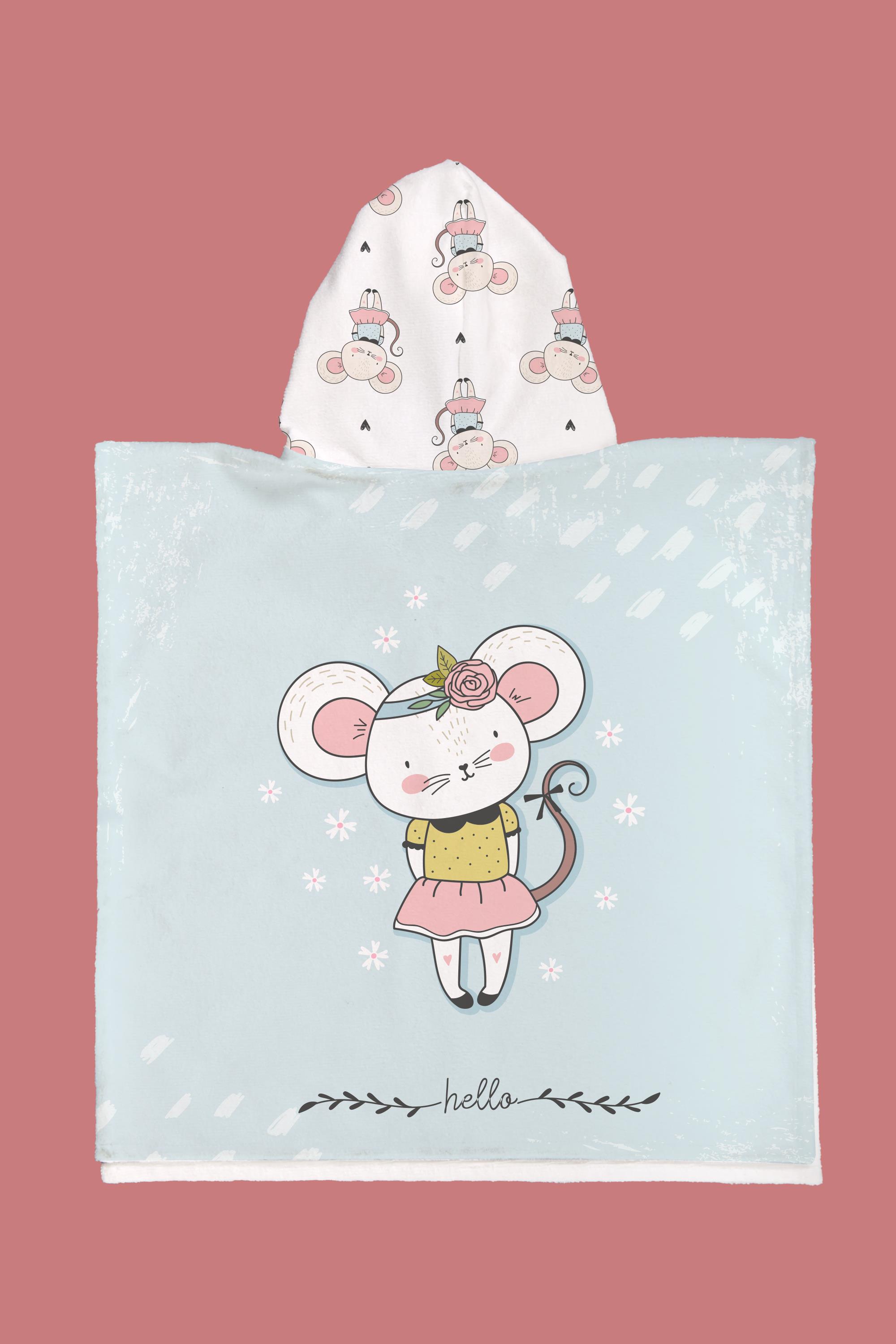 Evdek Pleasant Mouse Çocuk Panço Plaj Havlusu