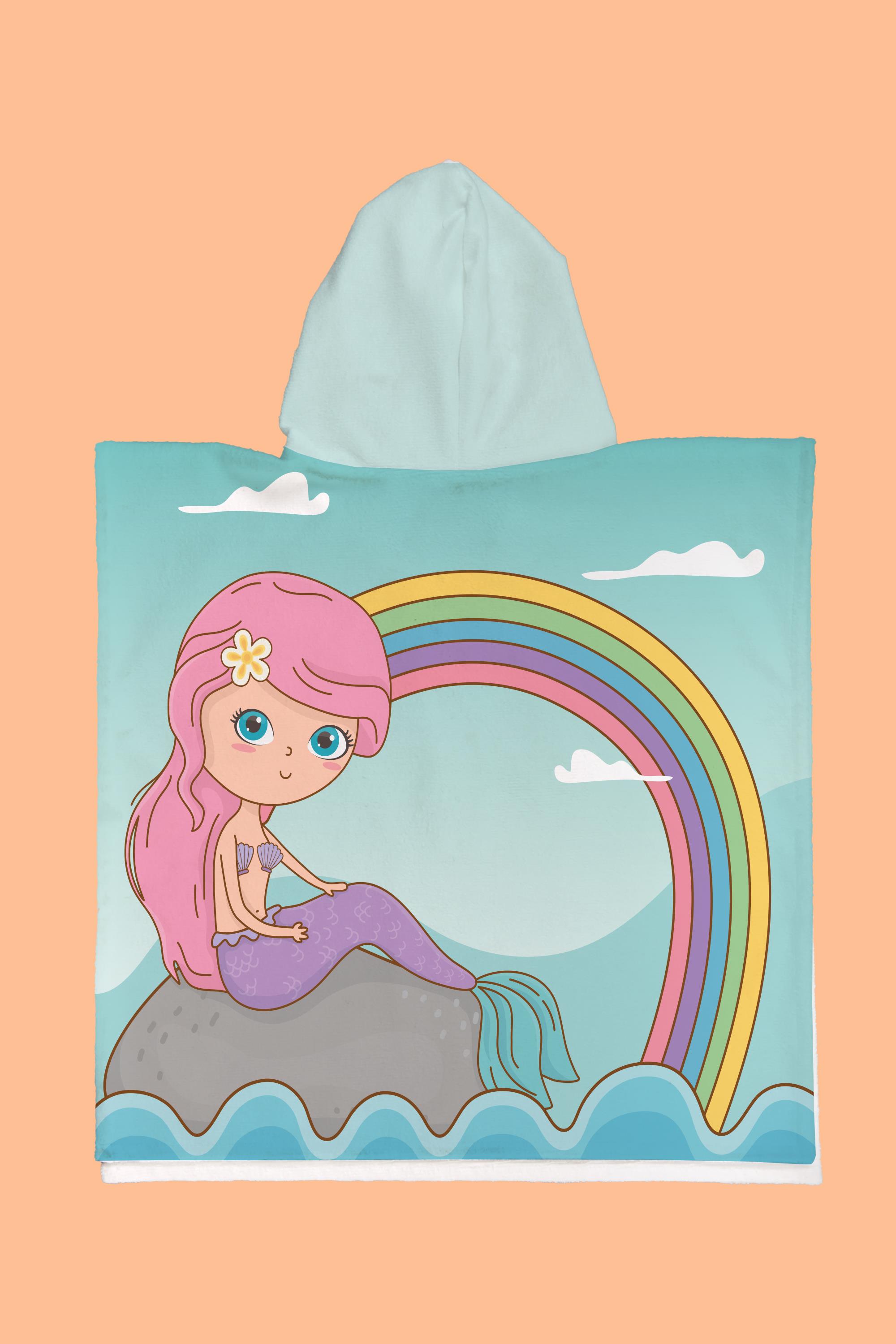 Evdek Rainbow Mermaid Çocuk Plaj Havlusu