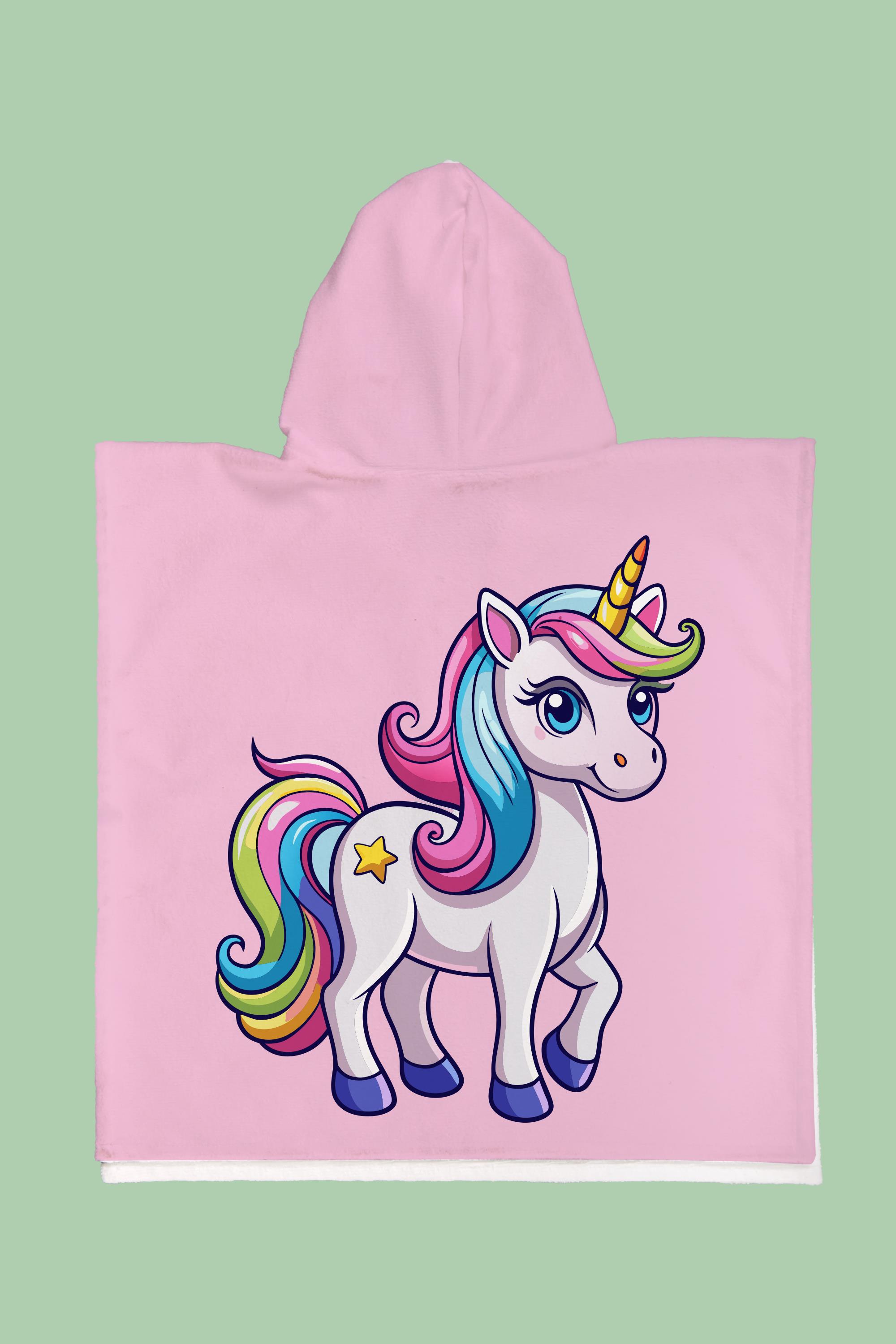 Evdek Star Unicorn Çocuk Panço Plaj Havlusu
