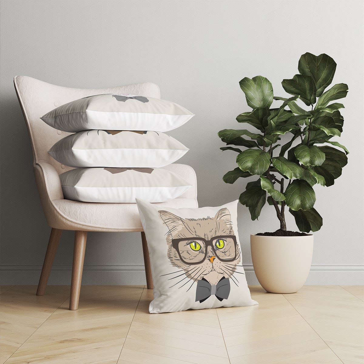 Evdek Sweet Animals 4'lü Kırlent Kılıf Ds2 45x45 Cm
