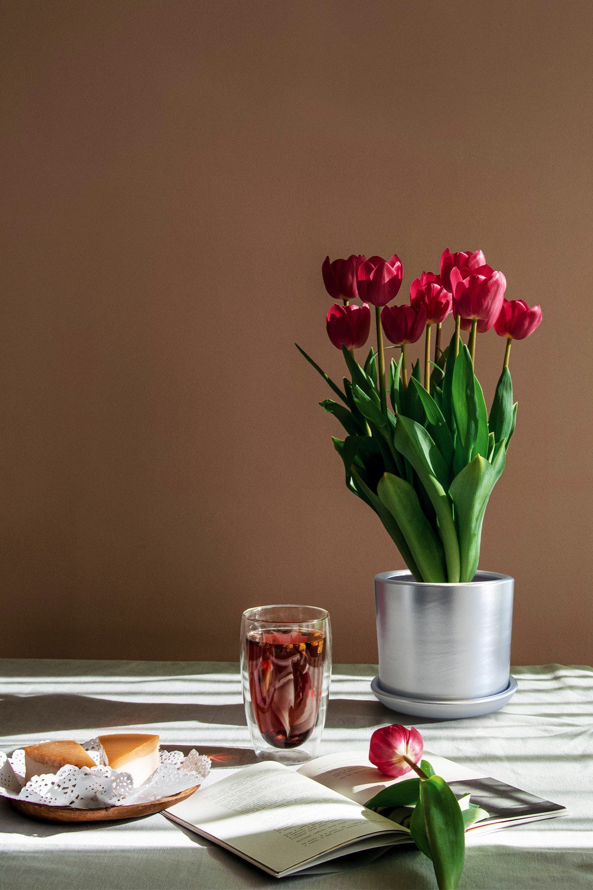 Evdek Tabaklı Gümüş Silindirik Çömlek Saksı 15x15 Cm