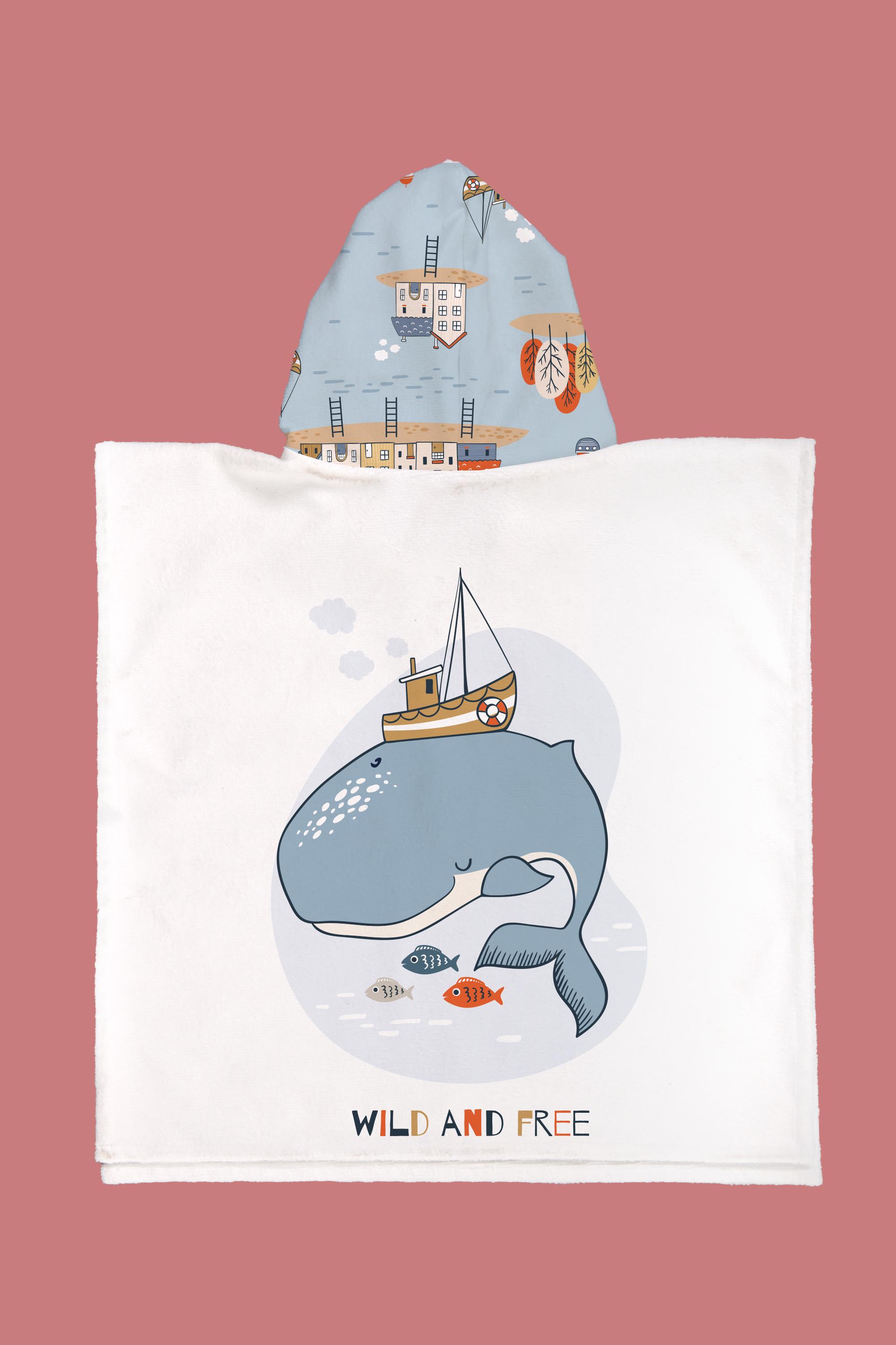 Evdek Whale Çocuk Panço Plaj Havlusu