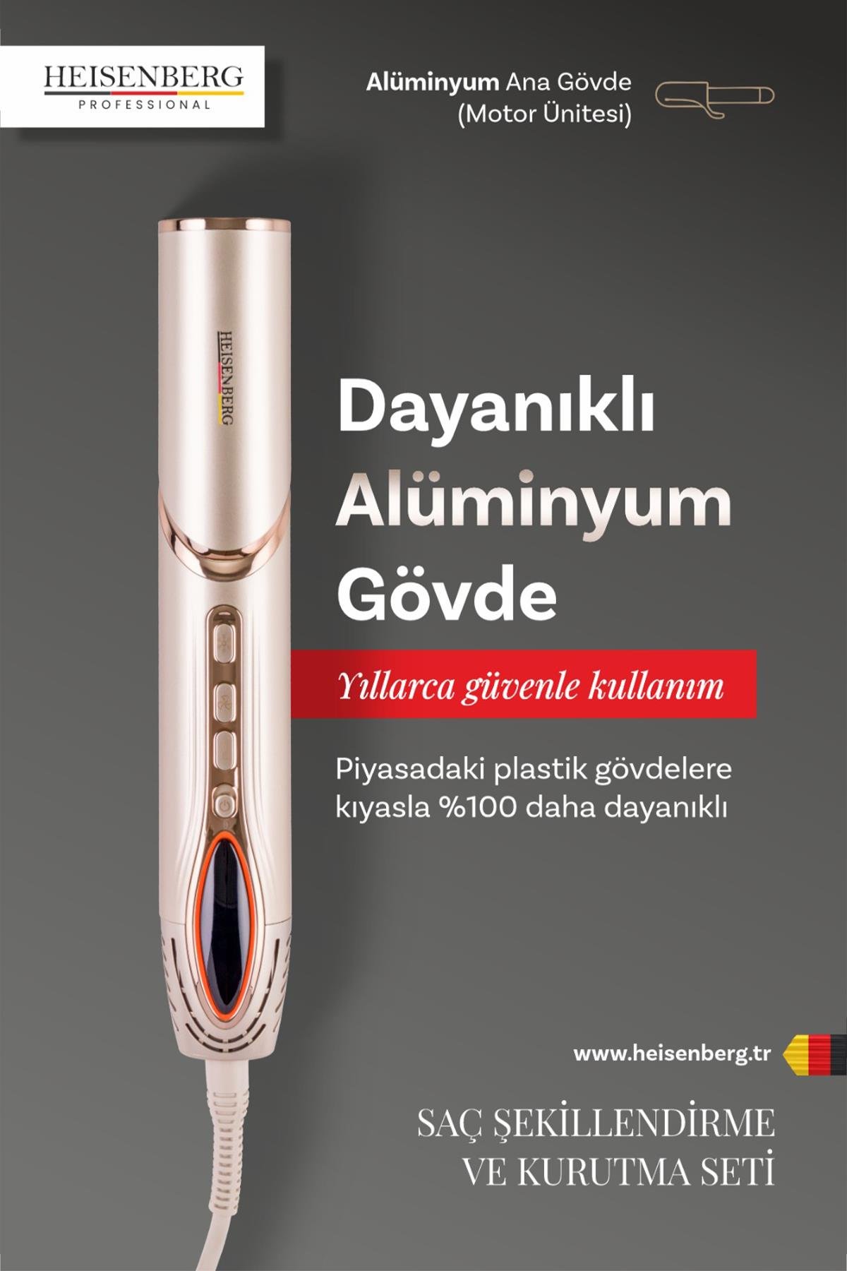 Heisenberg Airwrap Professional Saç Şekillendirme Ve Kurutma Seti Alüminyum Gövde