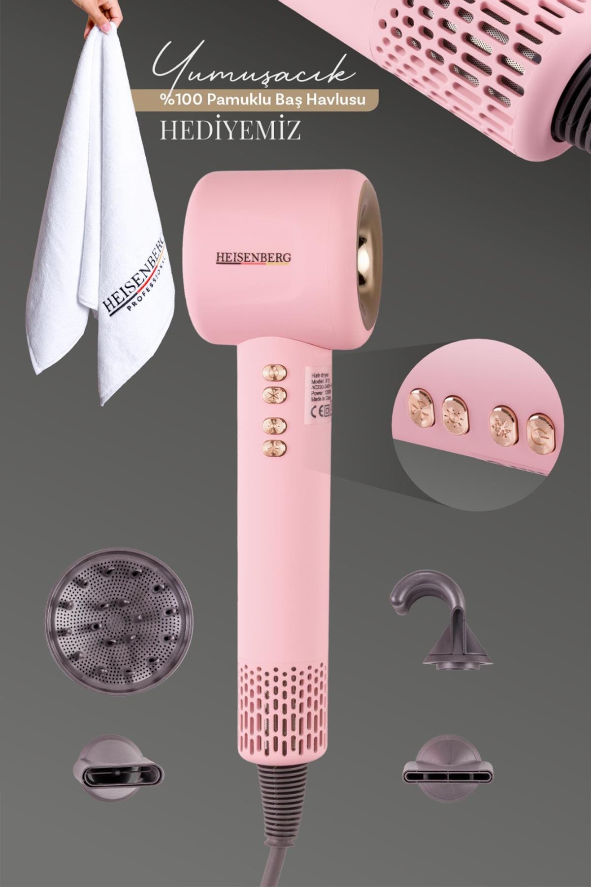 Heisenberg Profesyonel Saç Kurutma Fön Makinesi 5in1