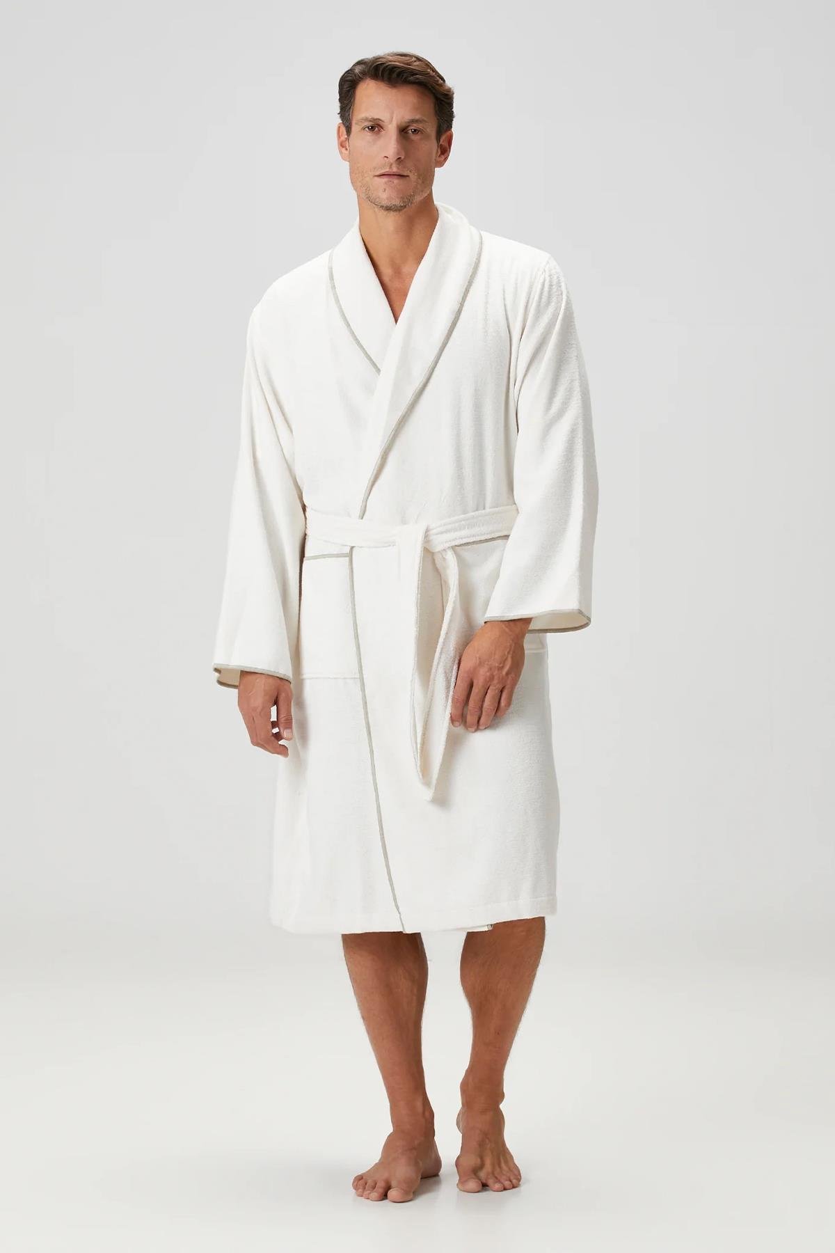 İrya Dolce Erkek Bambu Bornoz Badem Sütü Bej L/XL