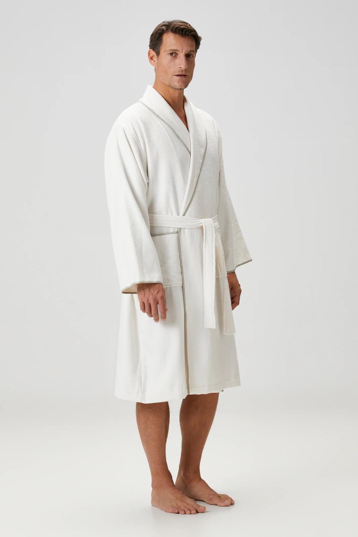 İrya Dolce Erkek Bambu Bornoz Badem Sütü Bej L/XL