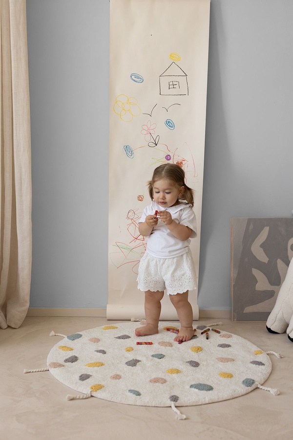İrya Dot Çocuk Odası Paspası Yuvarlak Ekru 90x90 Cm - 202603006