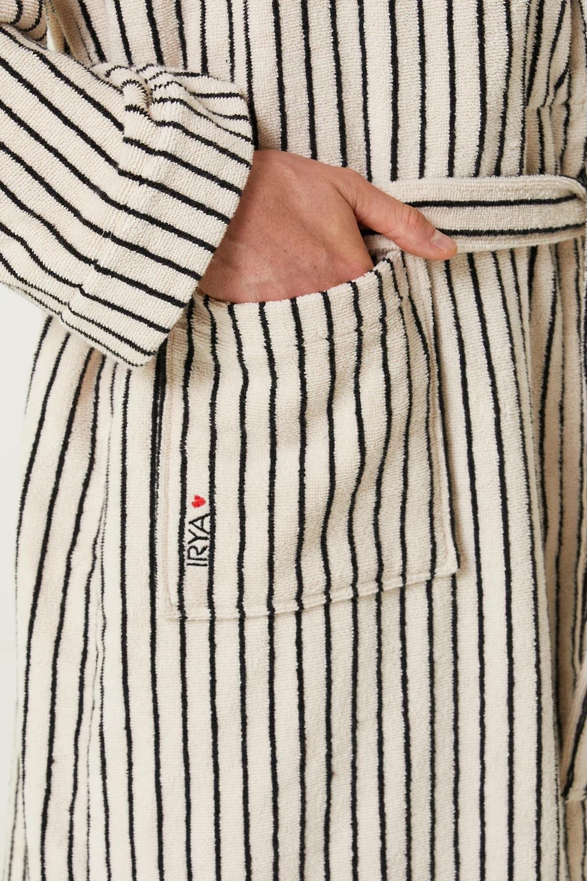 İrya In Lines Erkek Pamuk Bornoz Ekru S/M