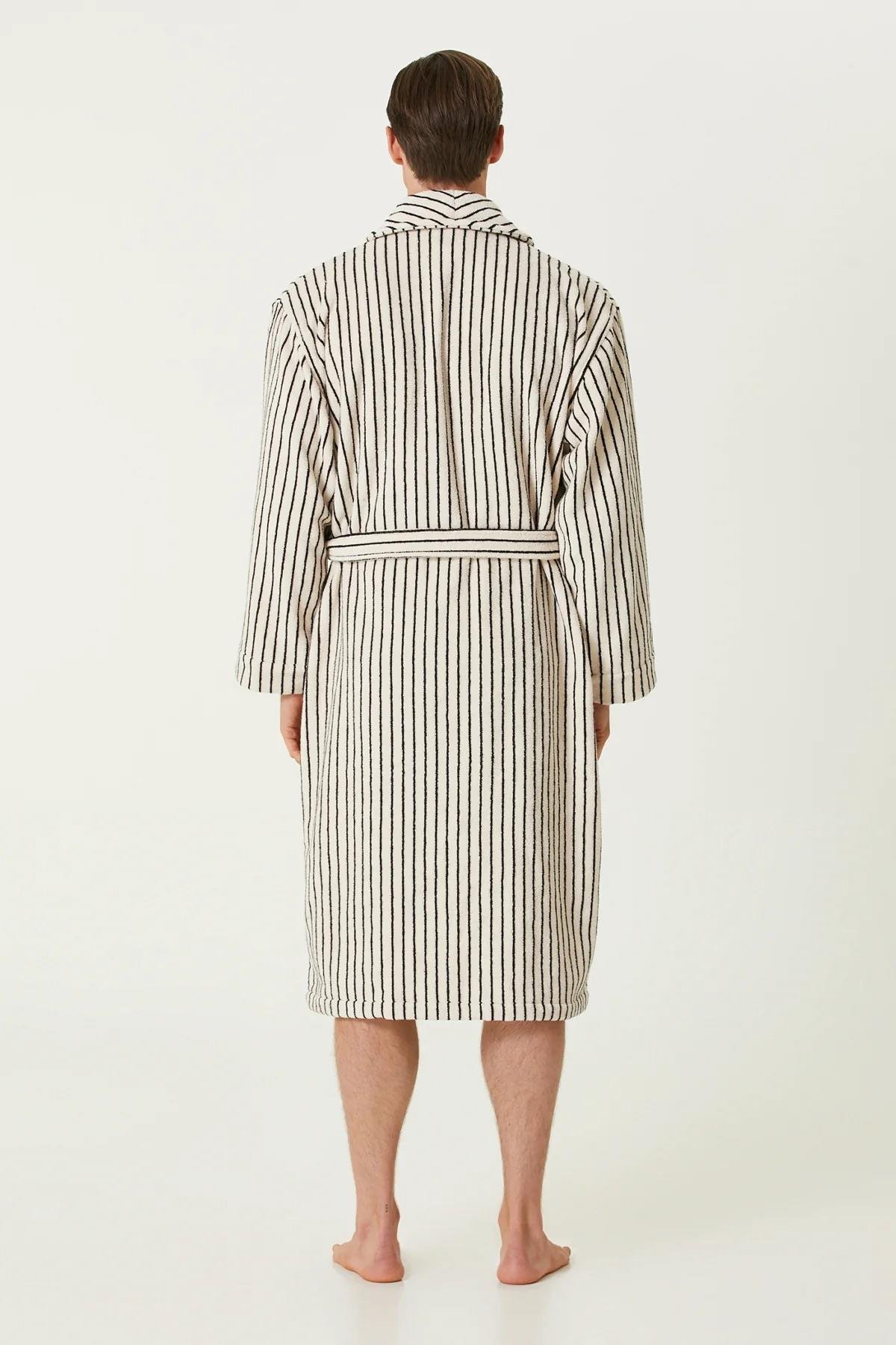 İrya In Lines Erkek Pamuk Bornoz Ekru L/XL