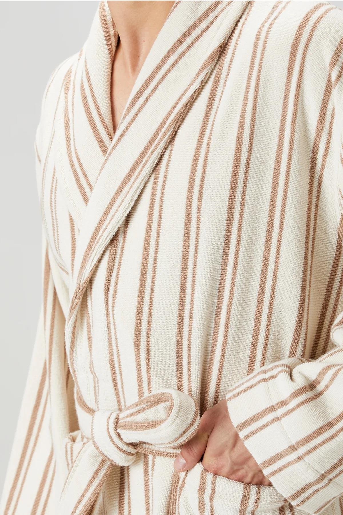 İrya In Lines Erkek Pamuk Bornoz Mocha L/XL