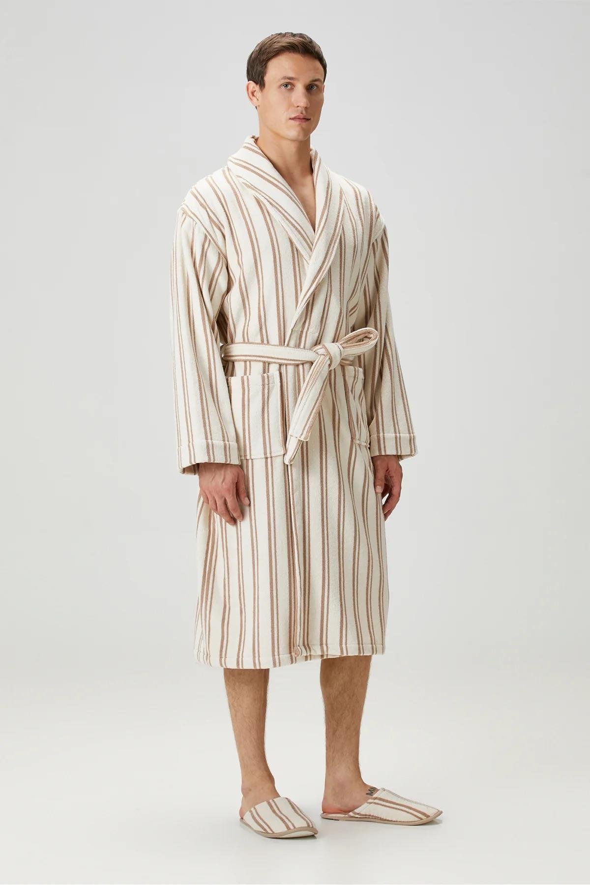 İrya In Lines Erkek Pamuk Bornoz Mocha L/XL
