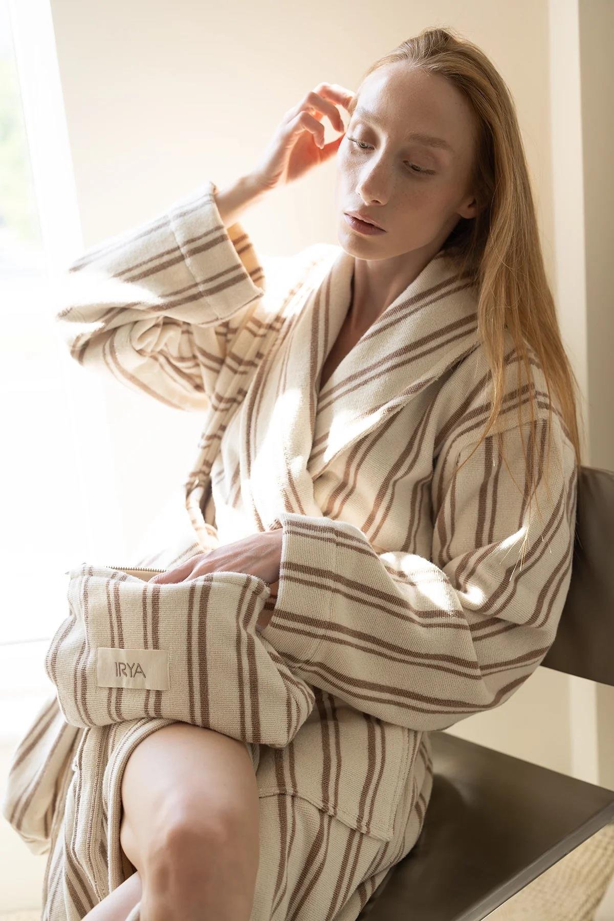 İrya In Lines Kadın Pamuk Bornoz Mocha L/XL