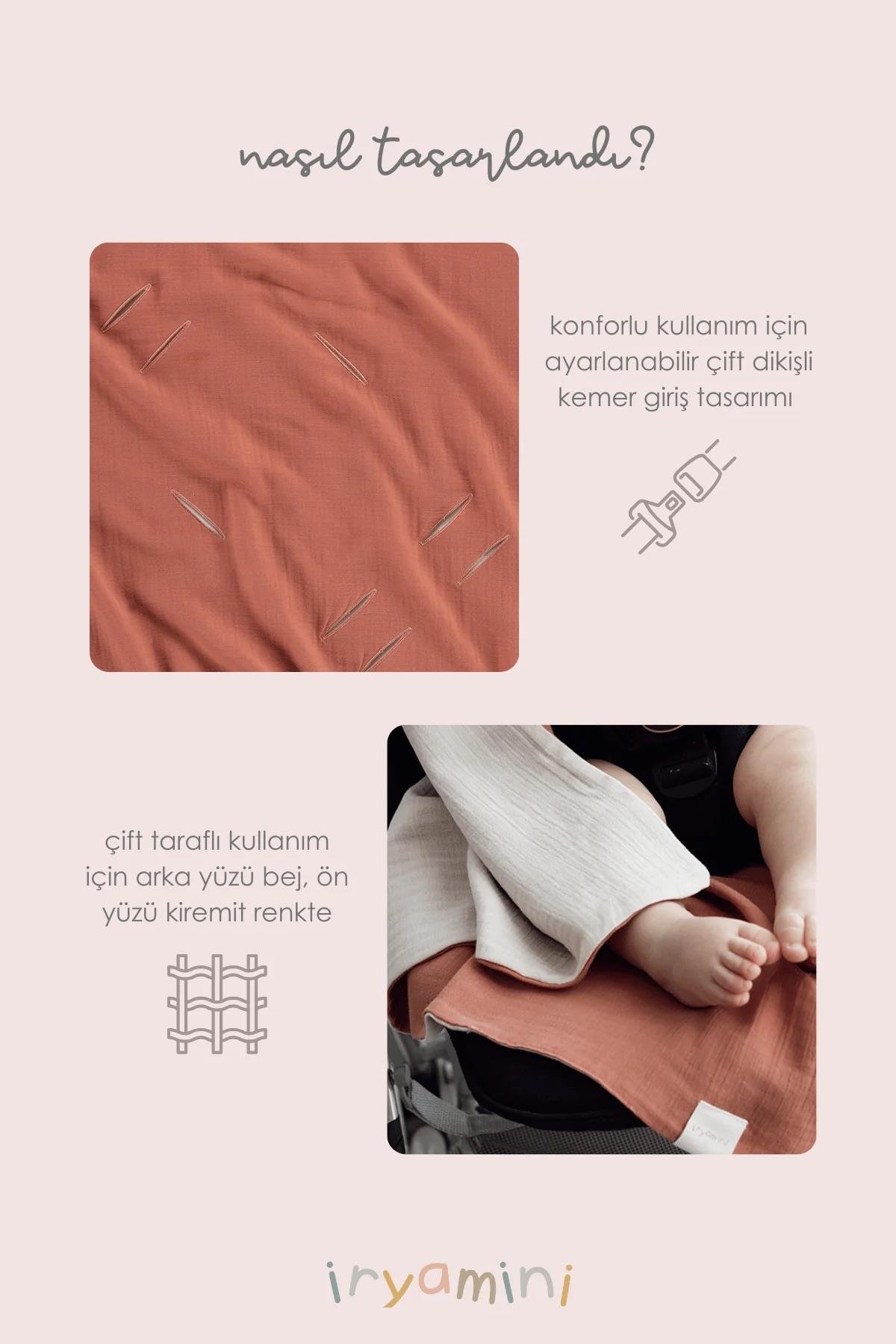 İrya Joy Of Colors Organik Pamuk 2 Katlı Müslin Puset Örtüsü Kiremit