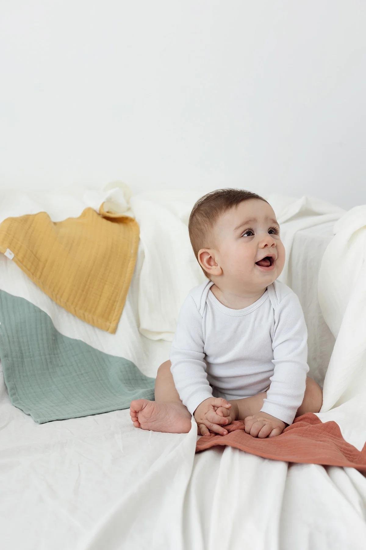 İrya Joy Of Colors Organik Pamuk 4 Katlı Müslin Örtü Sarı 100x100 Cm