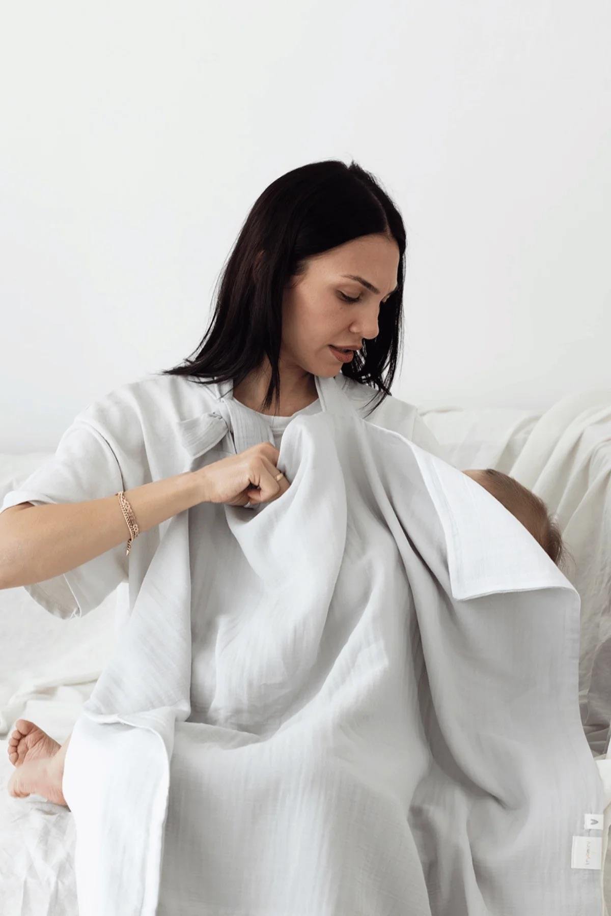 İrya Joy Of Colors Organik Pamuk 4 Katlı Müslin Emzirme Önlüğü Gri