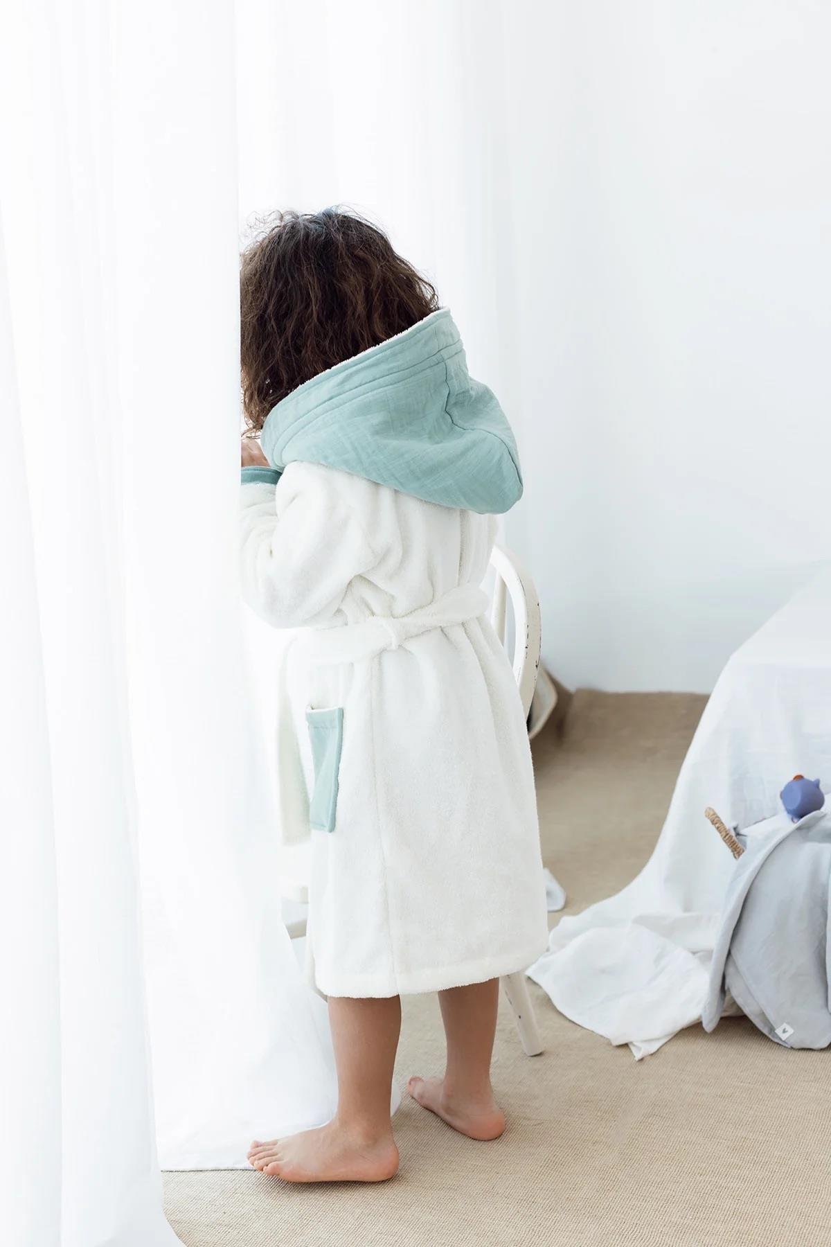 İrya Joy Of Colors Organik Pamuk Müslin Çocuk Bornoz Yeşil 2-3 Yaş