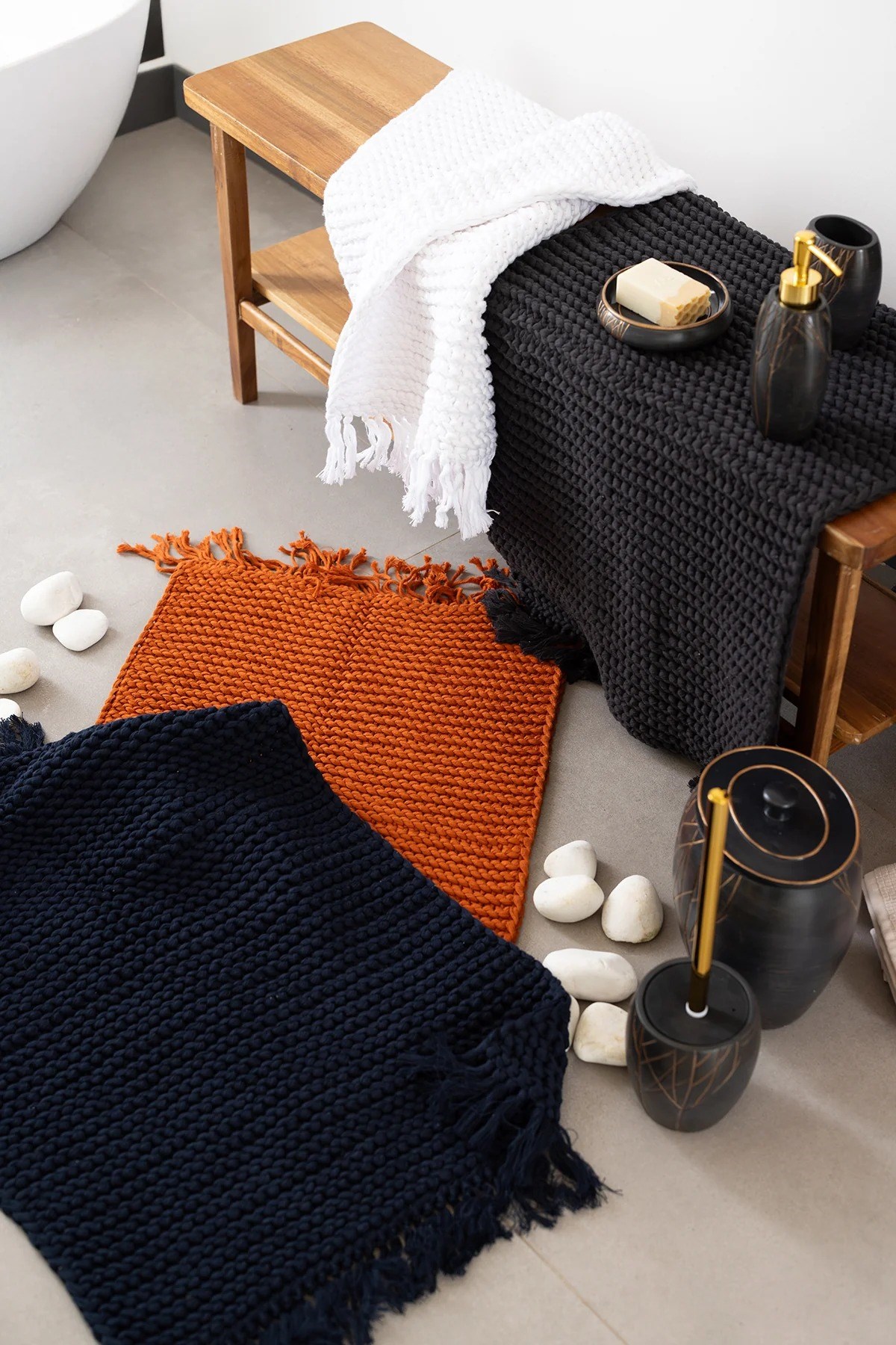 İrya Lavish El Örgüsü Banyo Paspası Koyu Gri 50x70 Cm - 13070003