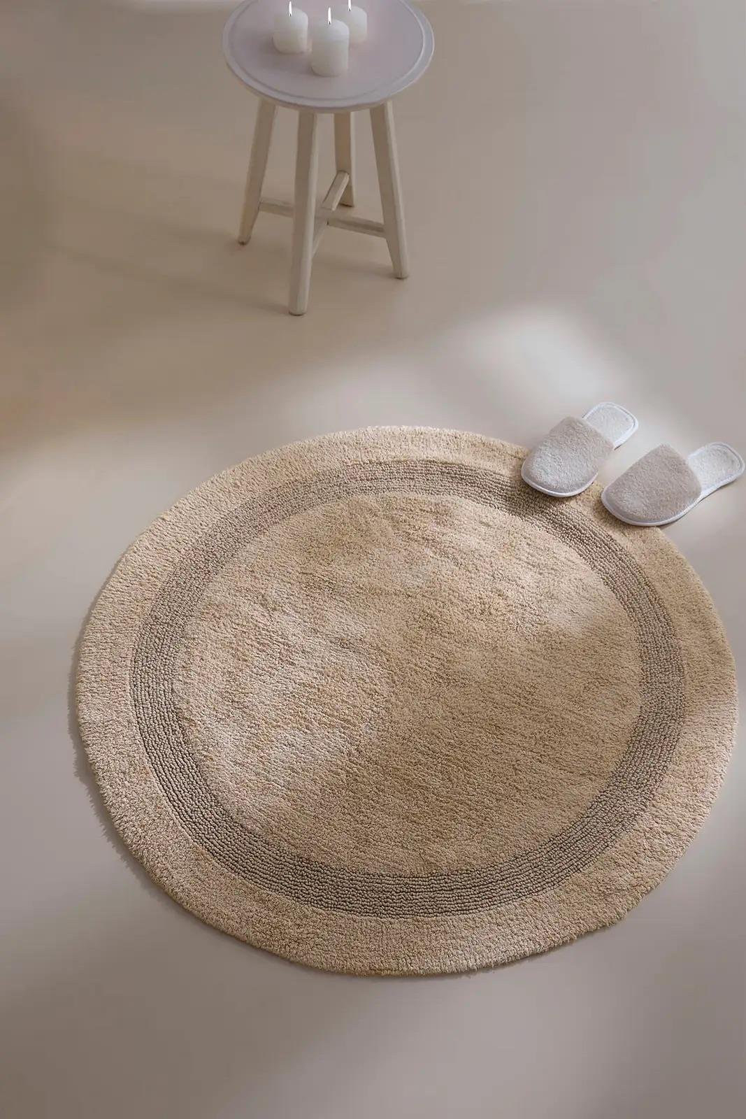 İrya Puffed Banyo Paspası Bej 100x100 Cm
