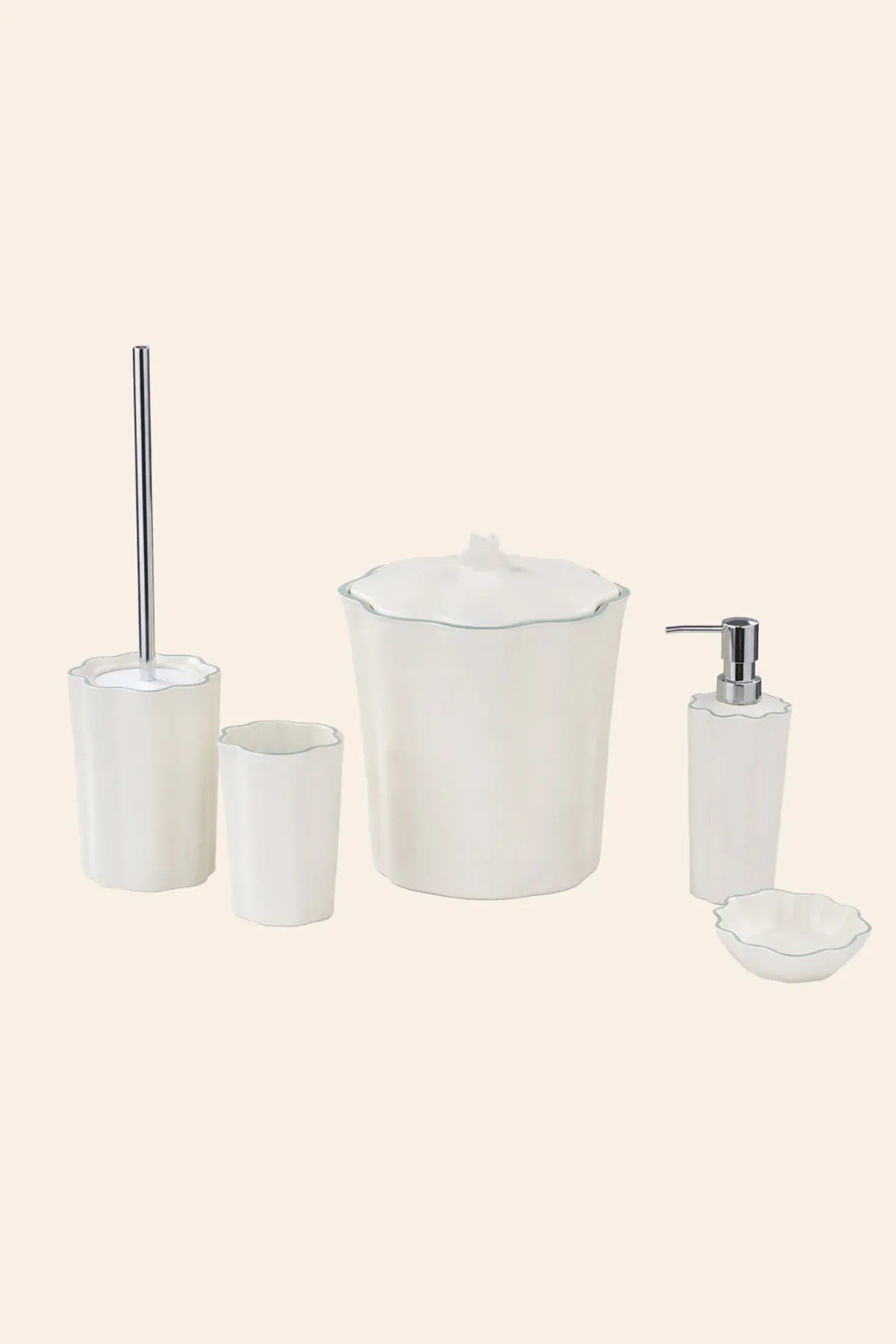 İrya Scallop Banyo Aksesuar Seti 5 Parça Basil - 102409