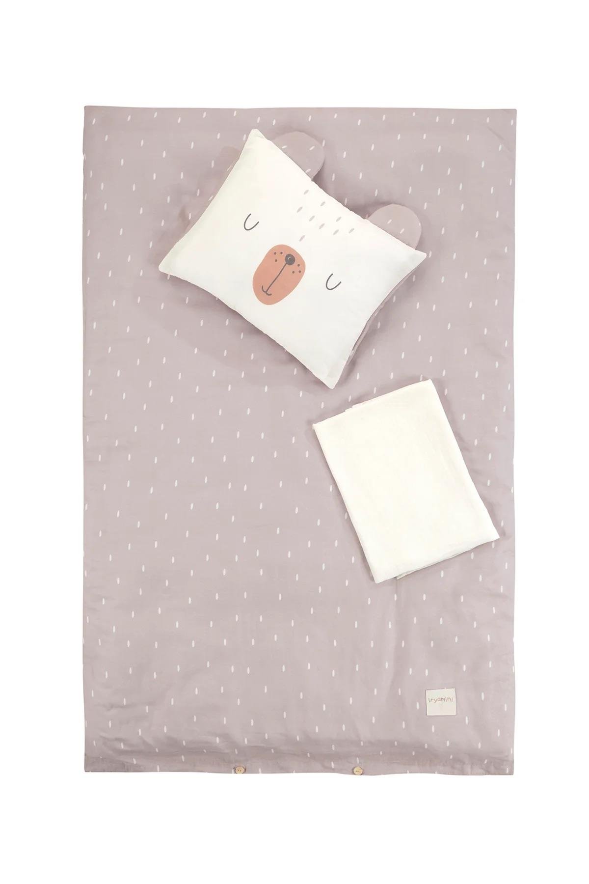 İrya Tiny Bear Organik Pamuk Müslin Çocuk Nevresim Takımı Bej