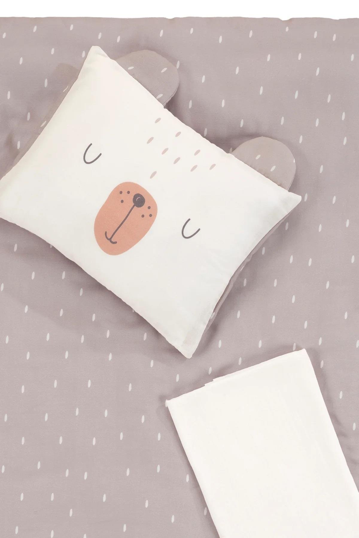 İrya Tiny Bear Organik Pamuk Müslin Çocuk Nevresim Takımı Bej