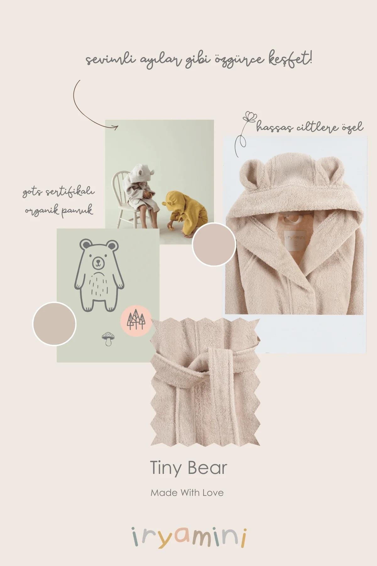 İrya Tiny Bear Organik Pamuklu Çocuk Bornuzu Bej 2-3 Yaş