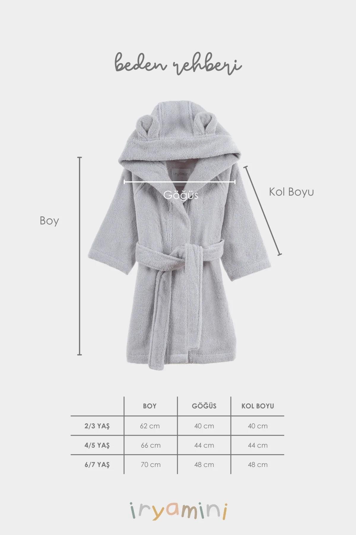 İrya Tiny Bear Organik Pamuklu Çocuk Bornuzu Gri 2-3 Yaş