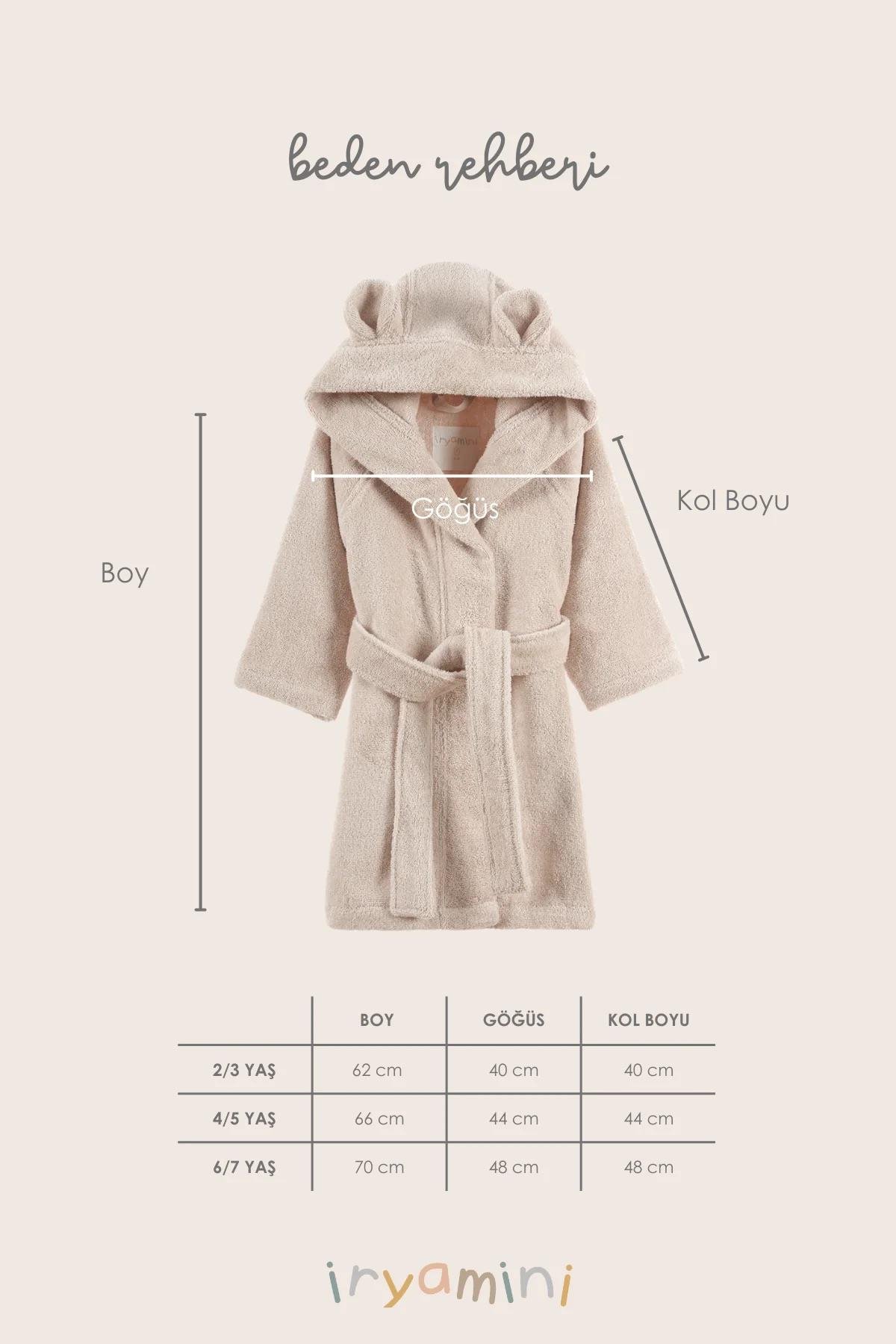 İrya Tiny Bear Organik Pamuklu Çocuk Bornuzu Bej 6-7 Yaş