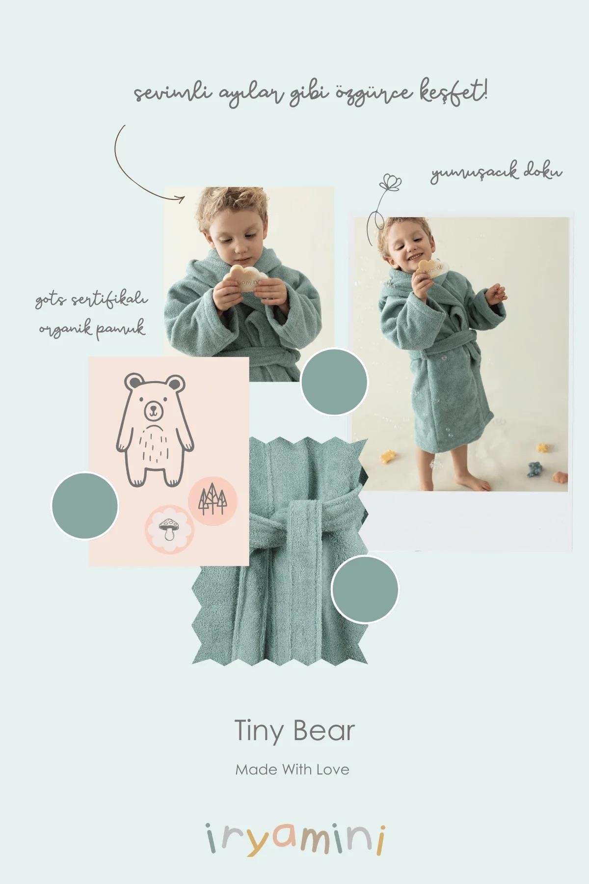 İrya Tiny Bear Organik Pamuklu Çocuk Bornuzu Yeşil 4-5 Yaş