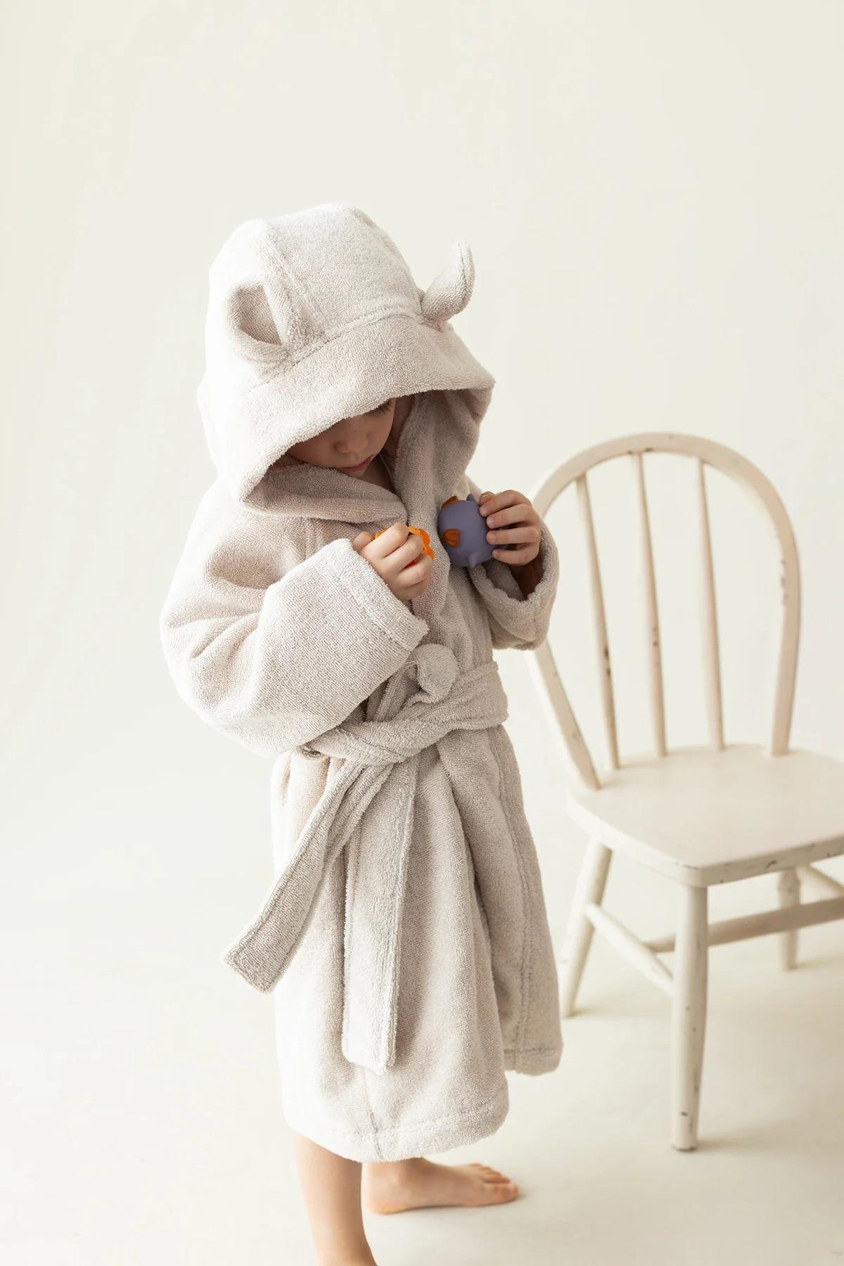 İrya Tiny Bear Organik Pamuklu Çocuk Bornuzu Bej 6-7 Yaş