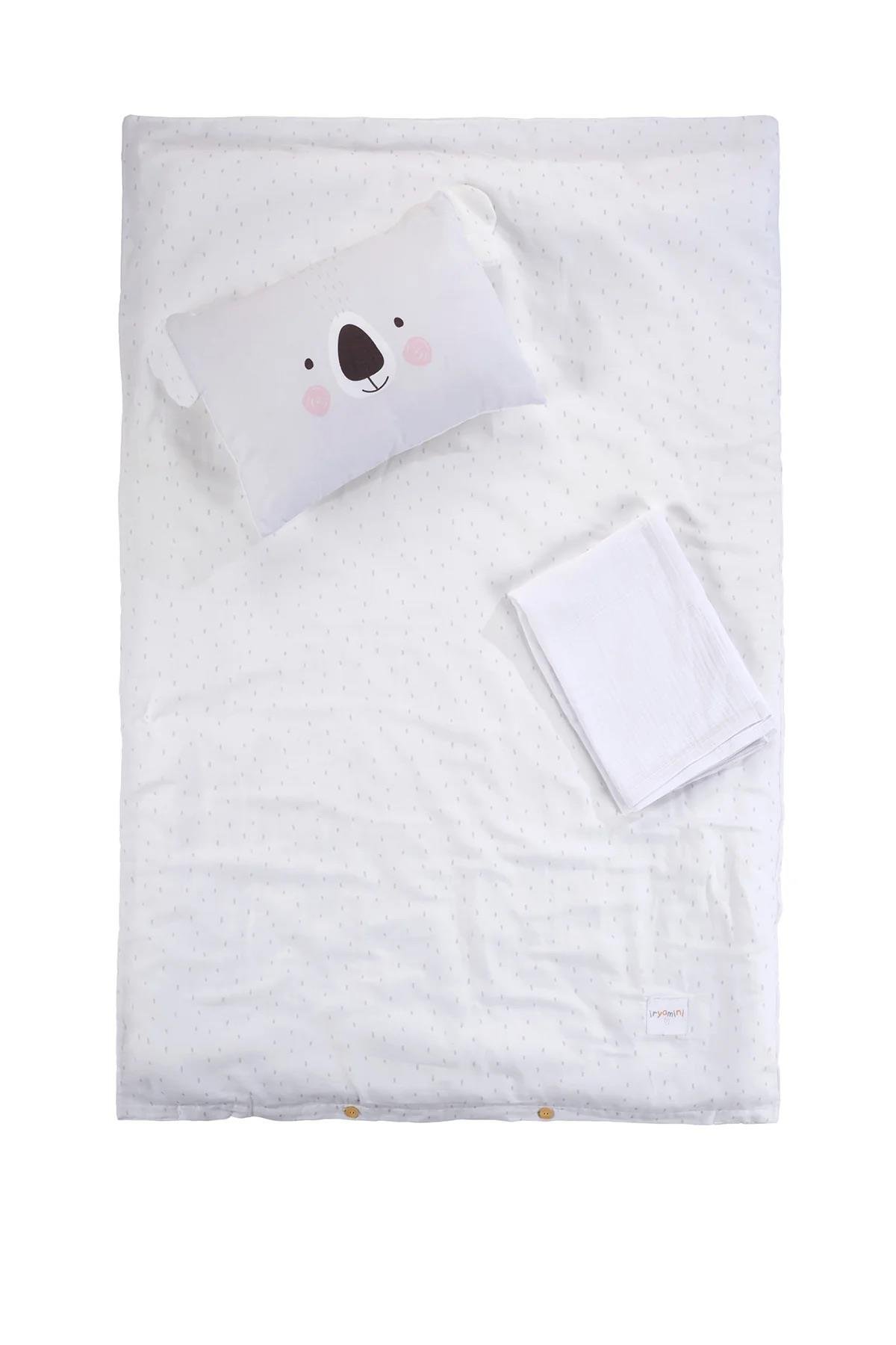 İrya Tiny Koala Organik Pamuk Müslin Çocuk Nevresim Takımı Gri