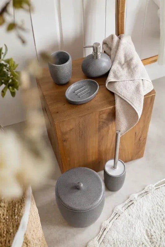 İrya Travertine Banyo Aksesuar Seti 5 Parça Gri - 102407