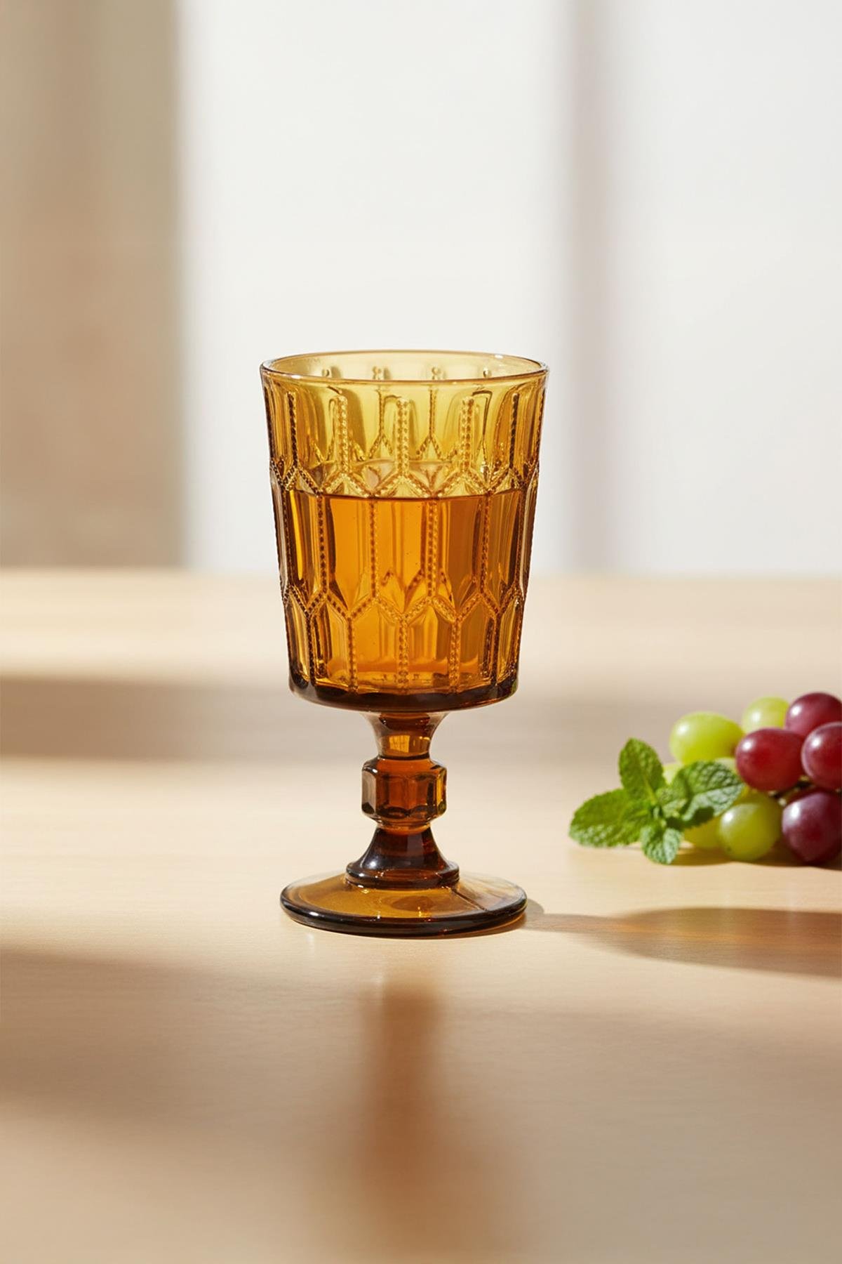 Lucky Art Almera Cam Kadeh Seti Amber 4 Parça