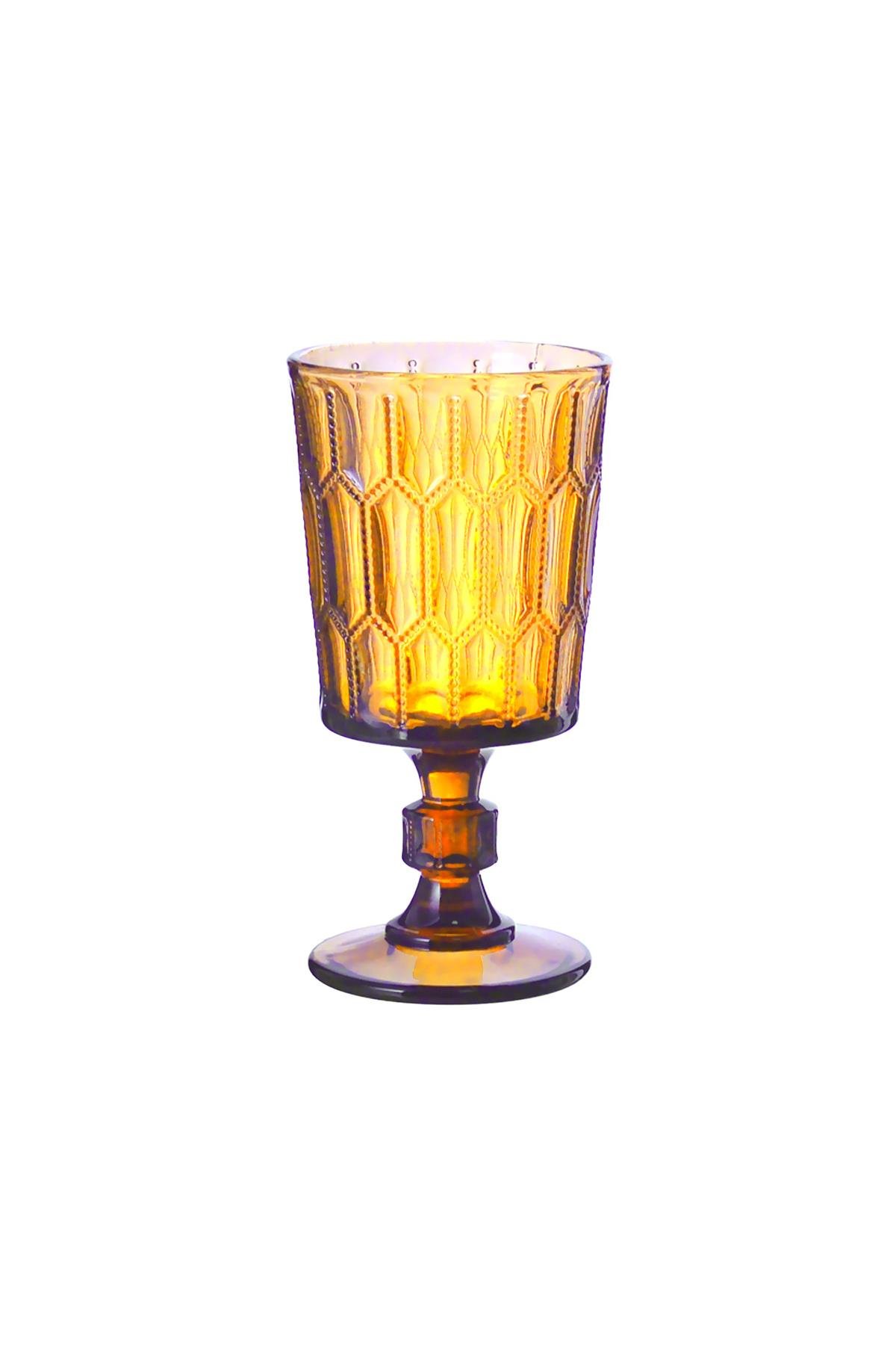 Lucky Art Almera Cam Kadeh Seti Amber 4 Parça